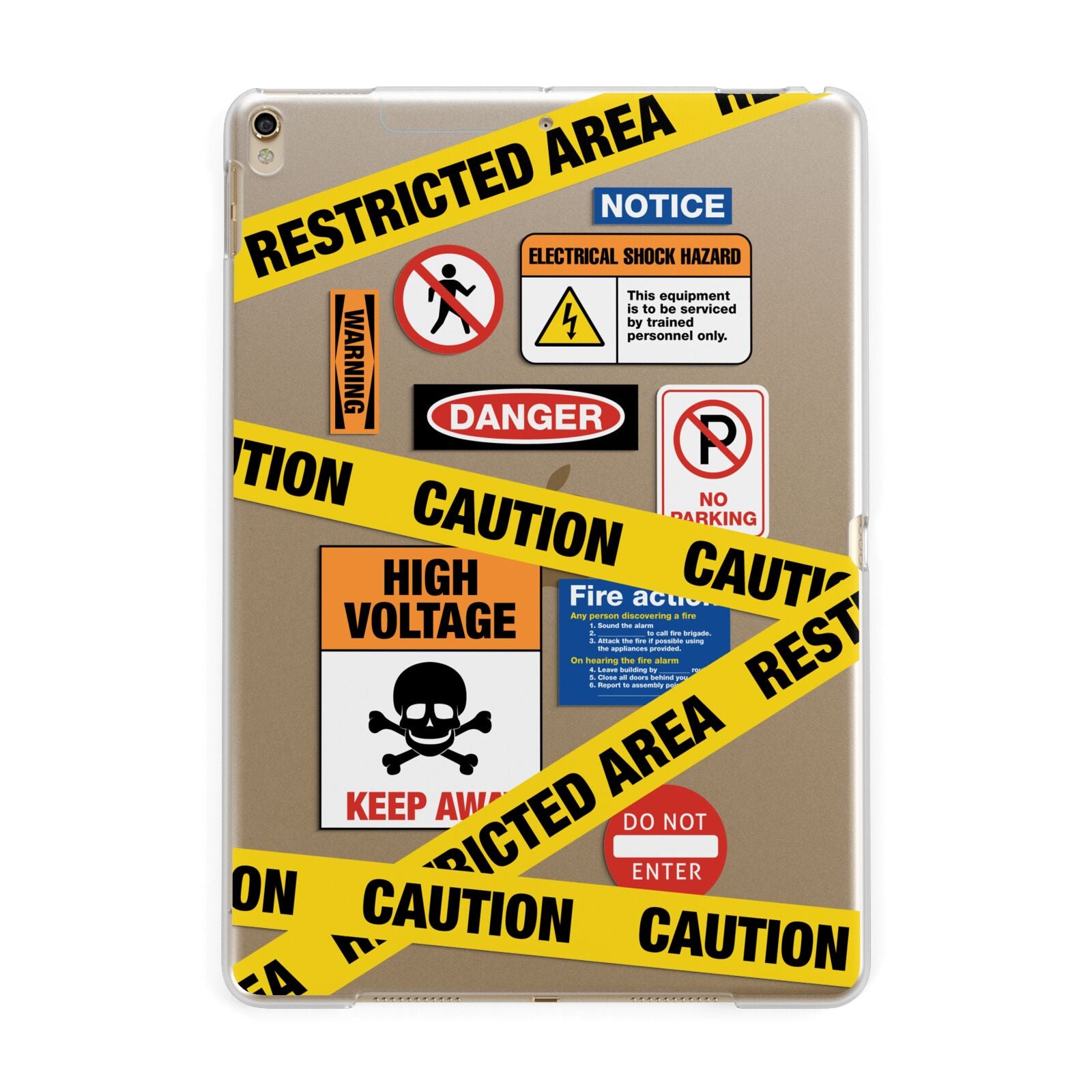 Caution Stickers Apple iPad Gold Case