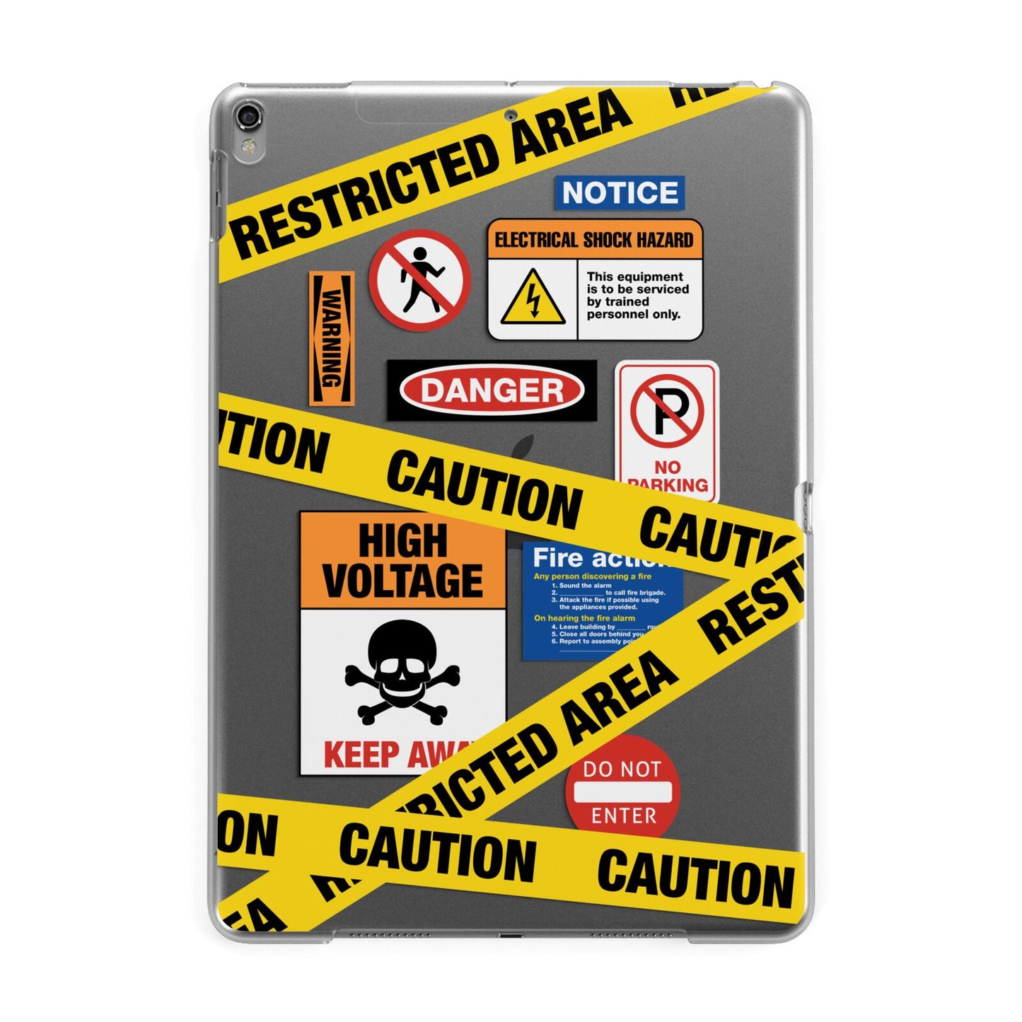 Caution Stickers Apple iPad Grey Case