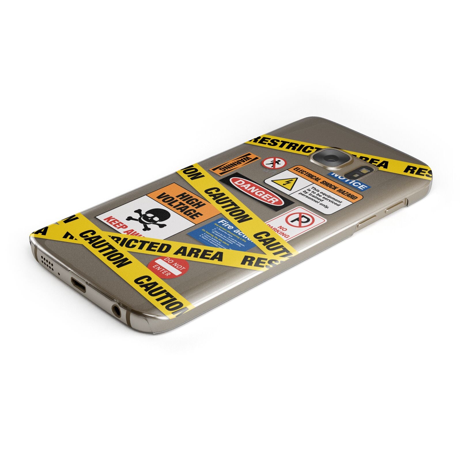 Caution Stickers Protective Samsung Galaxy Case Angled Image