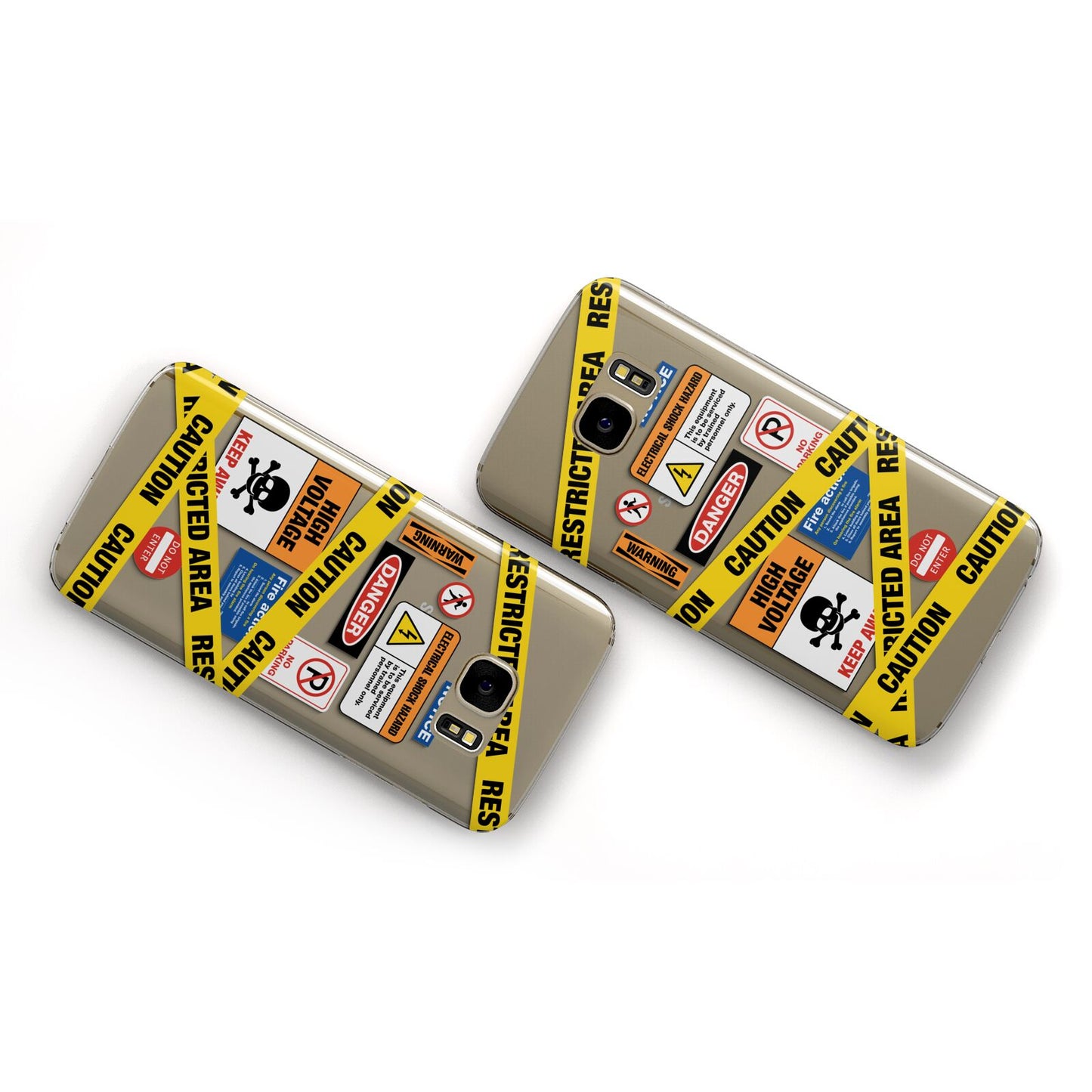 Caution Stickers Samsung Galaxy Case Flat Overview