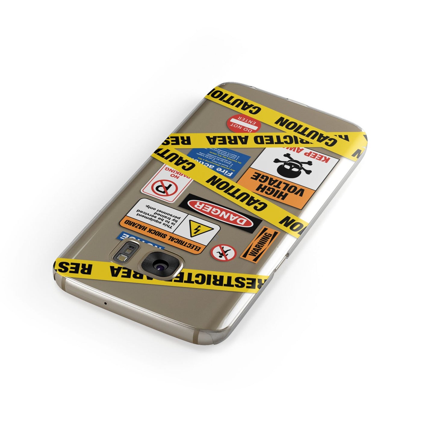 Caution Stickers Samsung Galaxy Case Front Close Up