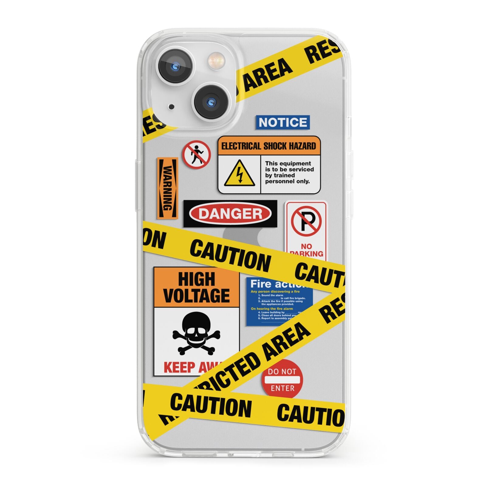 Caution Stickers iPhone 13 Clear Bumper Case