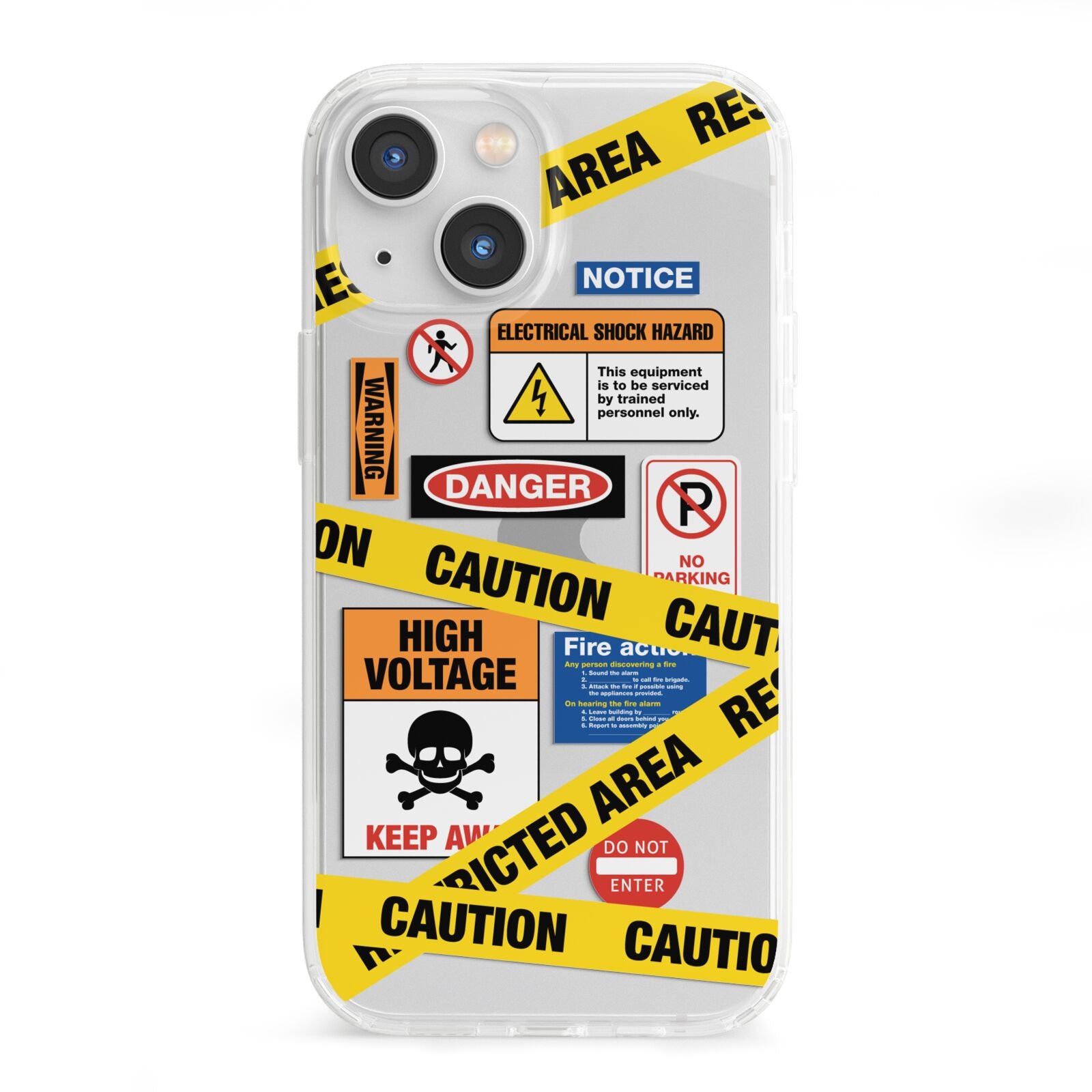 Caution Stickers iPhone 13 Mini Clear Bumper Case