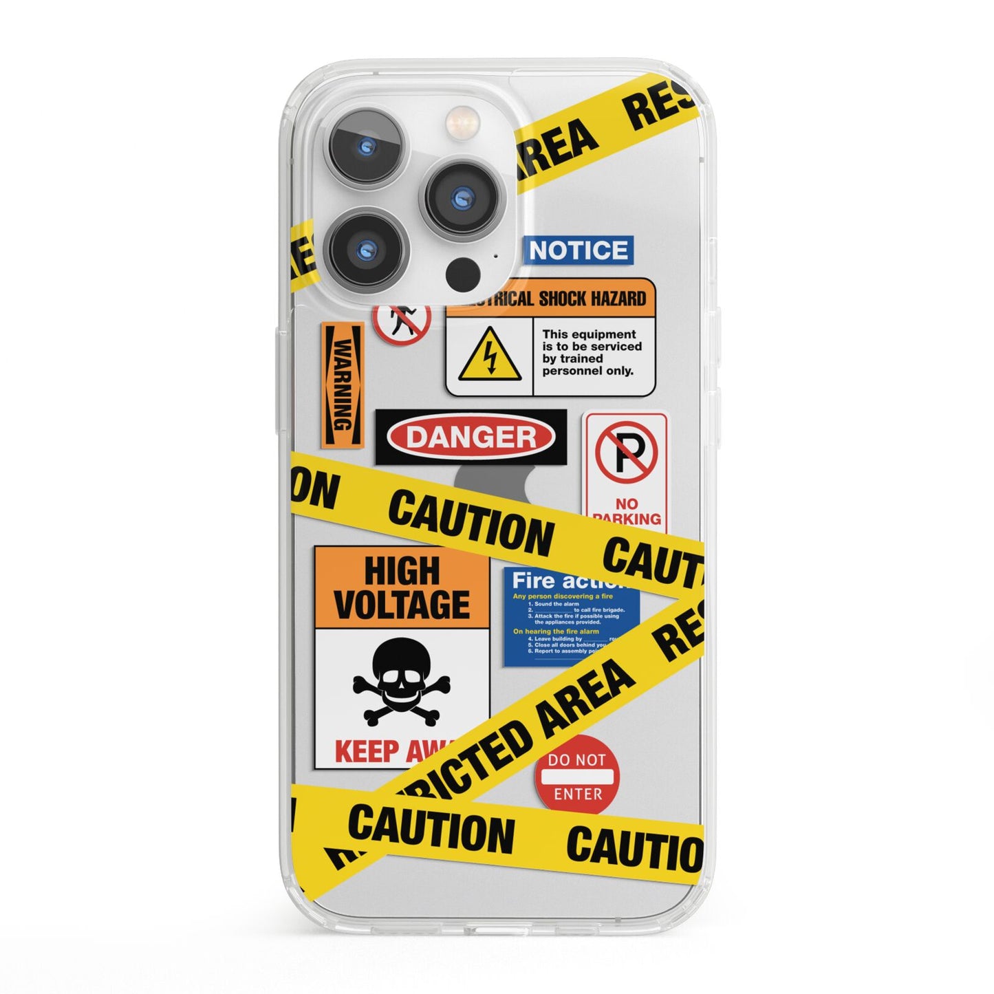 Caution Stickers iPhone 13 Pro Clear Bumper Case