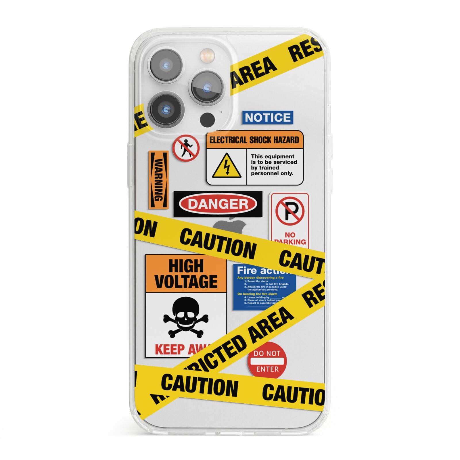 Caution Stickers iPhone 13 Pro Max Clear Bumper Case