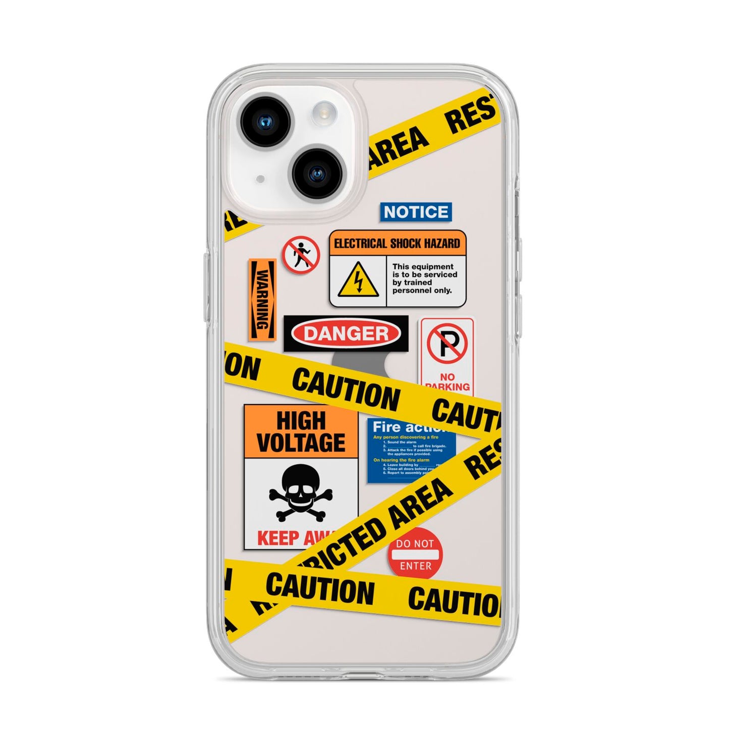 Caution Stickers iPhone 14 Clear Tough Case Starlight