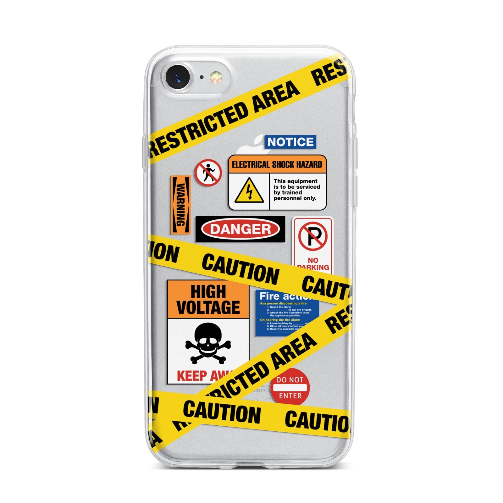 Caution Stickers iPhone 7 Bumper Case on Silver iPhone