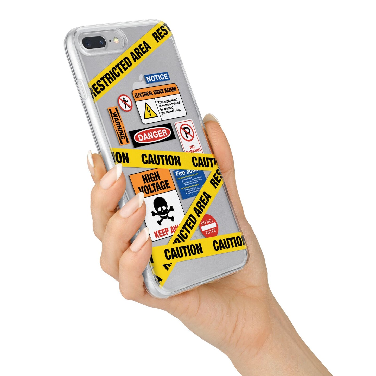 Caution Stickers iPhone 7 Plus Bumper Case on Silver iPhone Alternative Image