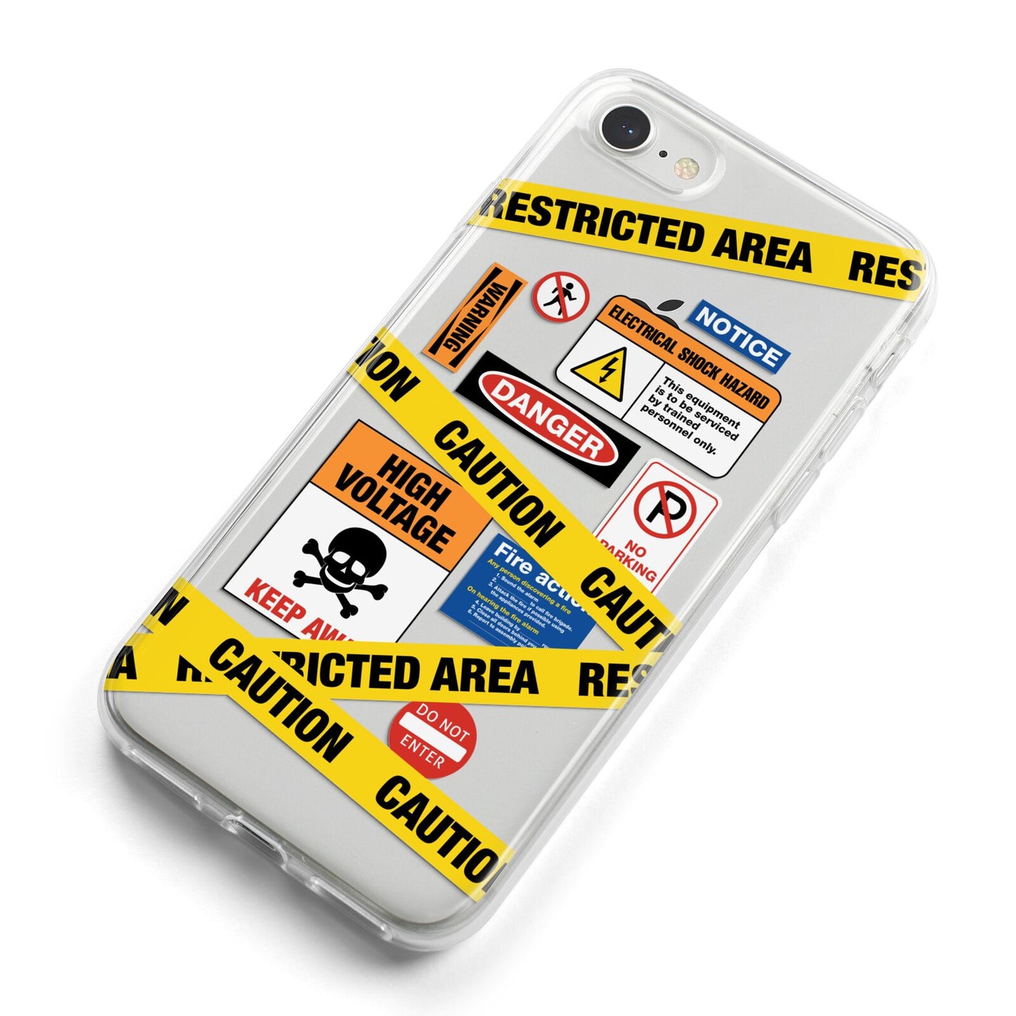 Caution Stickers iPhone 8 Bumper Case on Silver iPhone Alternative Image