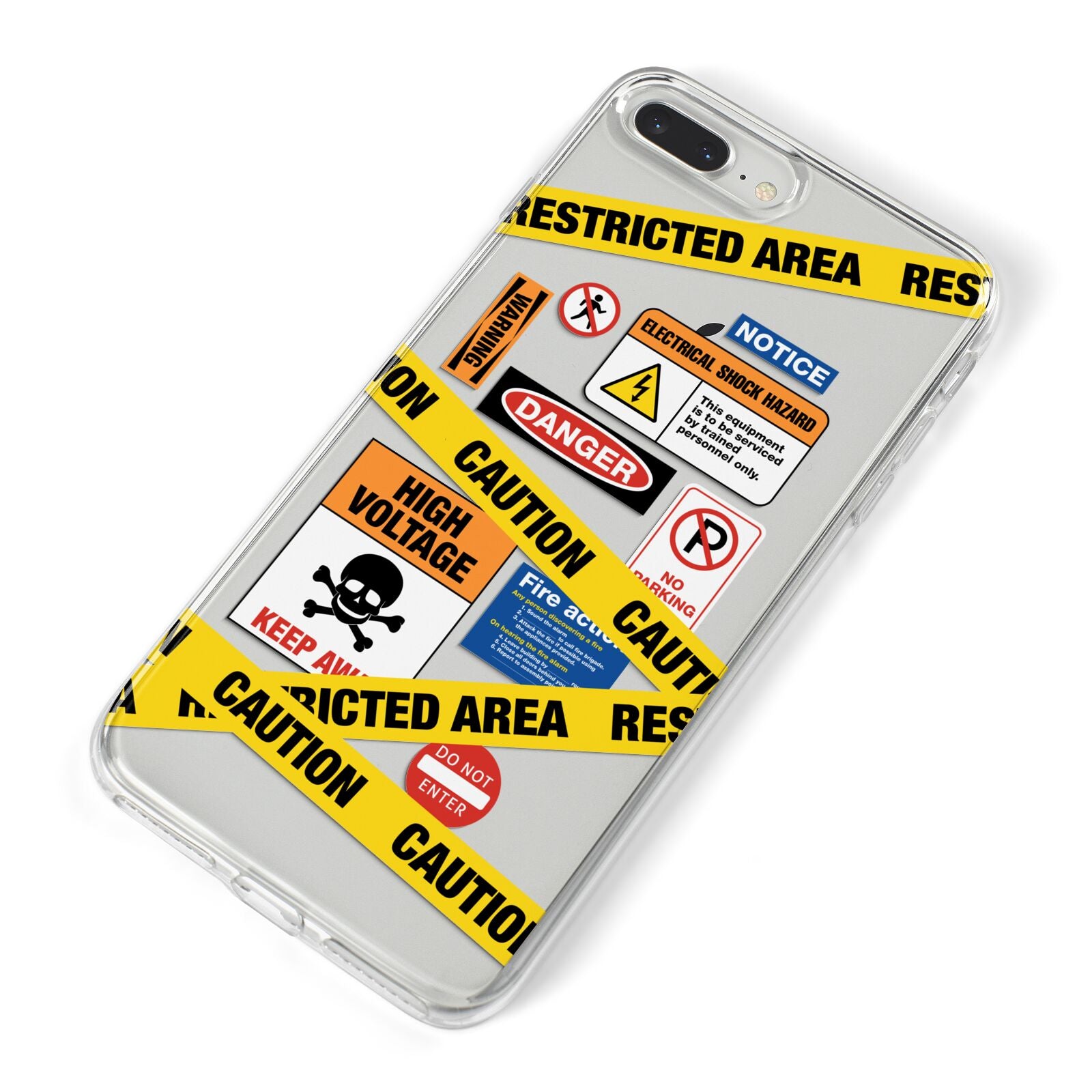 Caution Stickers iPhone 8 Plus Bumper Case on Silver iPhone Alternative Image