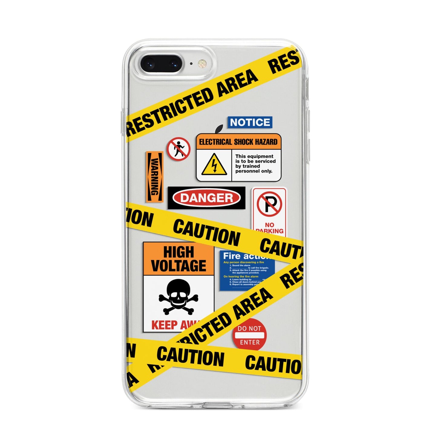 Caution Stickers iPhone 8 Plus Bumper Case on Silver iPhone