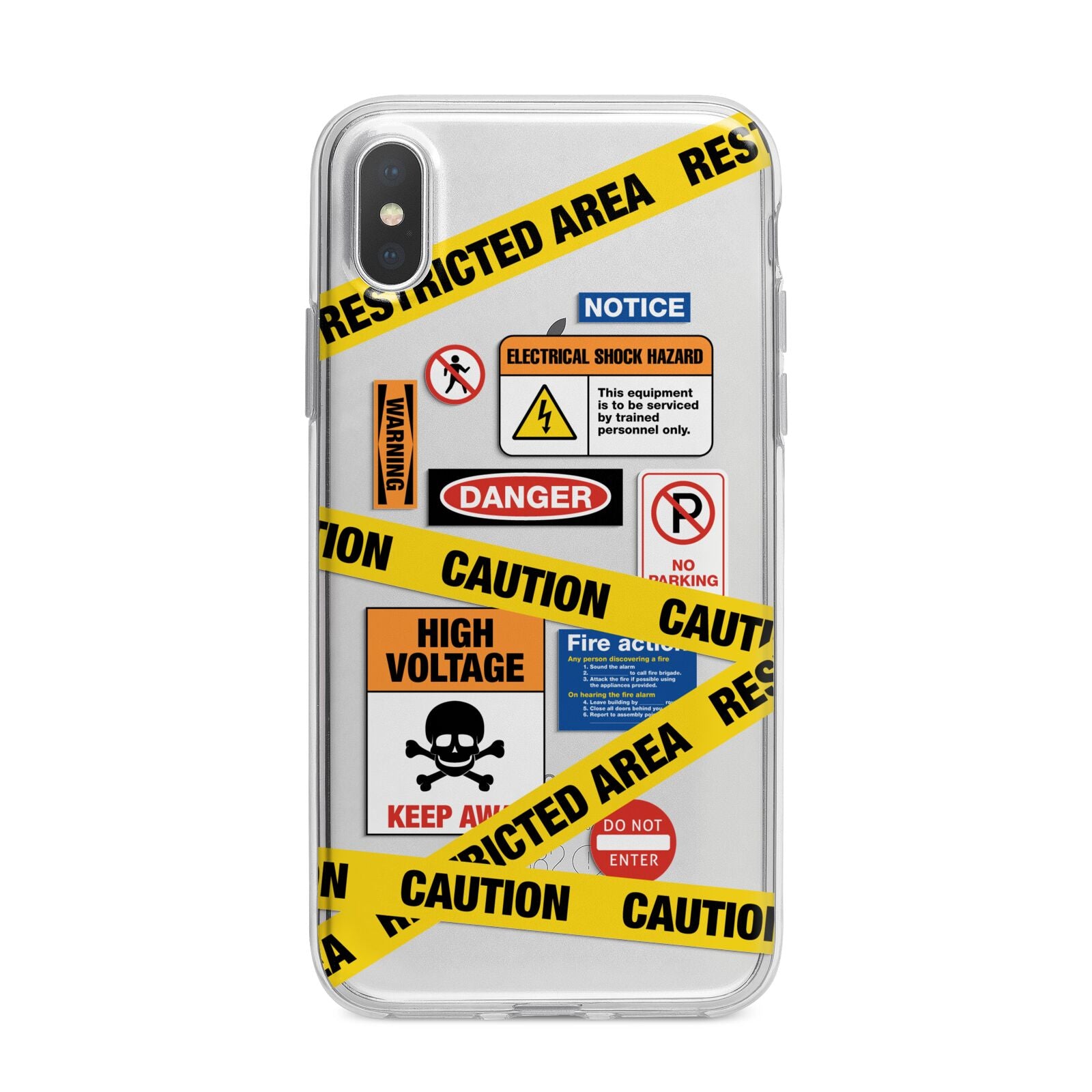 Caution Stickers iPhone X Bumper Case on Silver iPhone Alternative Image 1