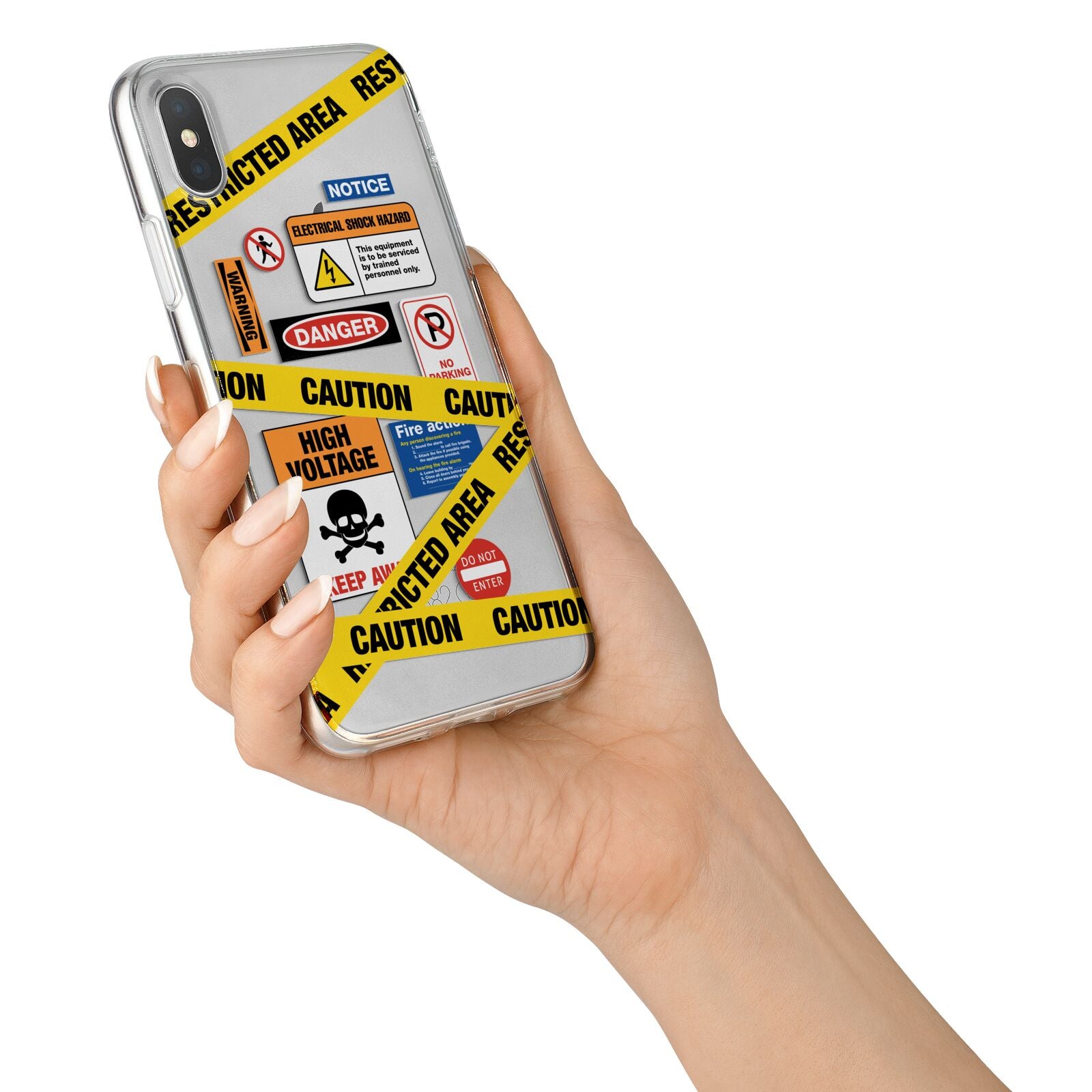 Caution Stickers iPhone X Bumper Case on Silver iPhone Alternative Image 2