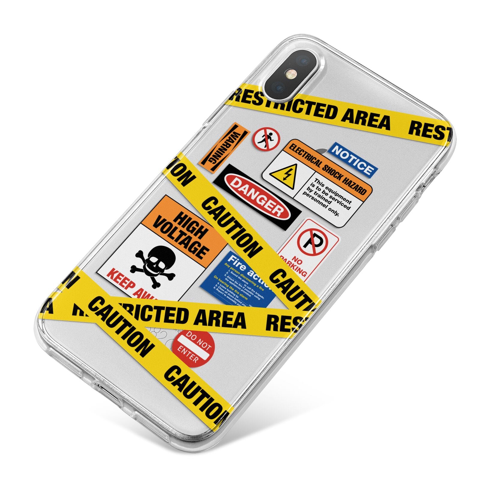 Caution Stickers iPhone X Bumper Case on Silver iPhone