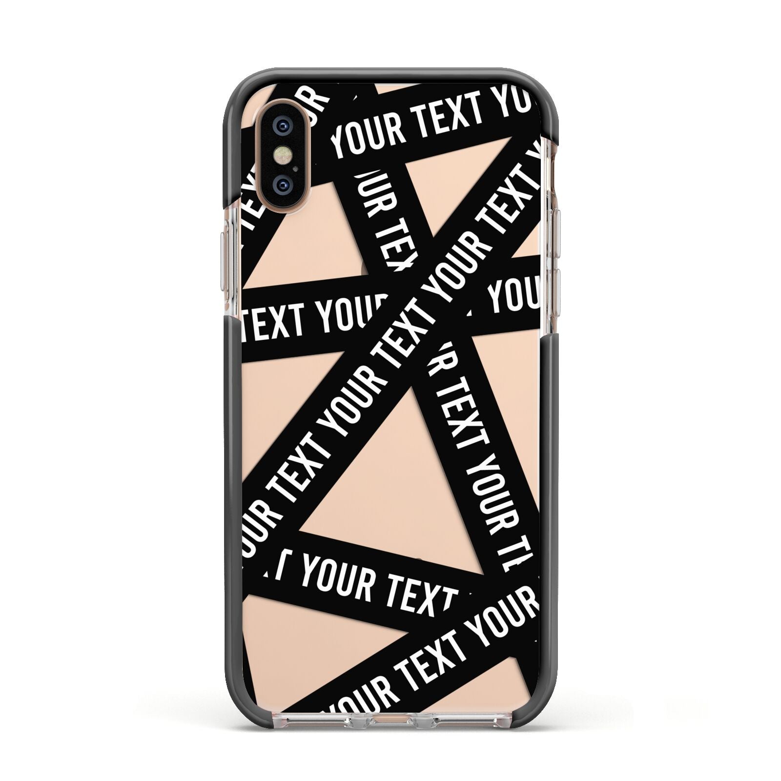 Caution Tape Custom Phrase Apple iPhone Xs Impact Case Black Edge on Gold Phone