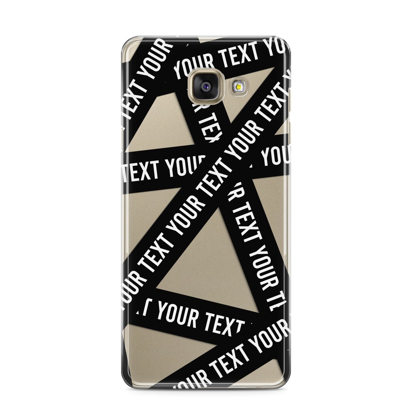 Caution Tape Custom Phrase Samsung Galaxy A3 2016 Case on gold phone