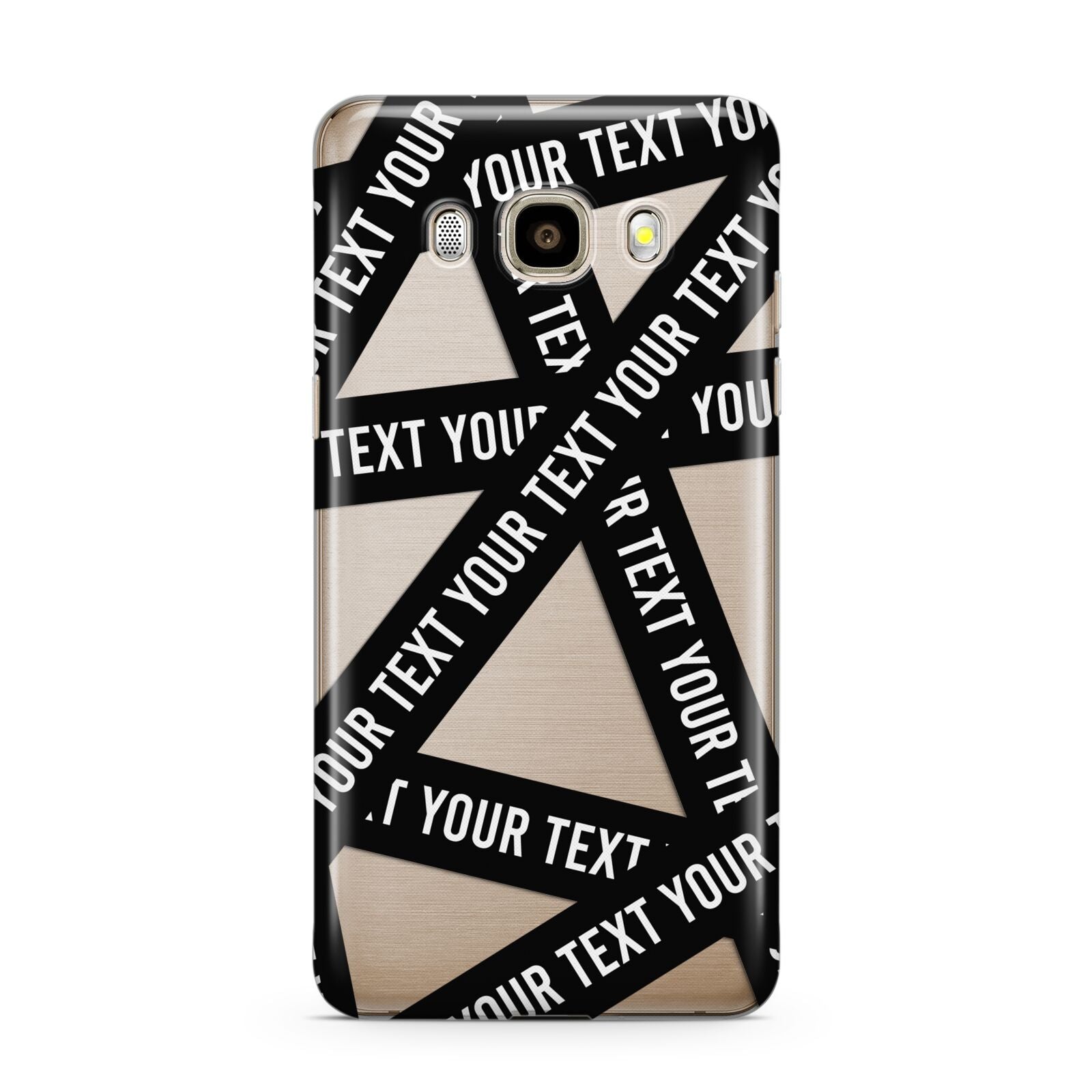 Caution Tape Custom Phrase Samsung Galaxy J7 2016 Case on gold phone