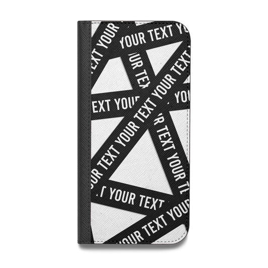 Caution Tape Custom Phrase Vegan Leather Flip iPhone Case