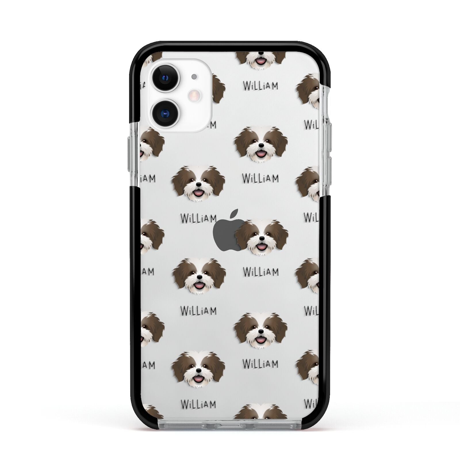 Cava Tzu Icon with Name Apple iPhone 11 in White with Black Impact Case