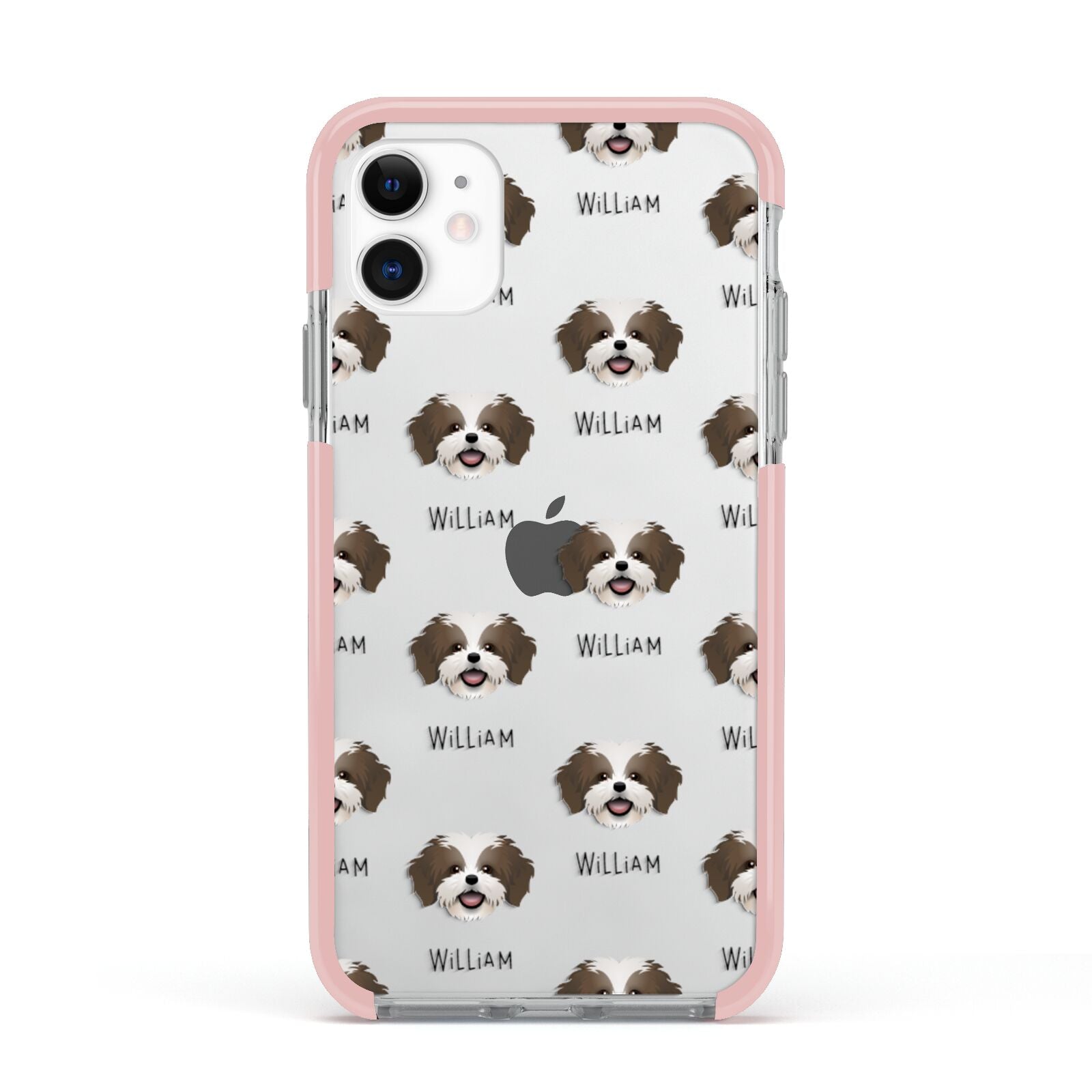 Cava Tzu Icon with Name Apple iPhone 11 in White with Pink Impact Case