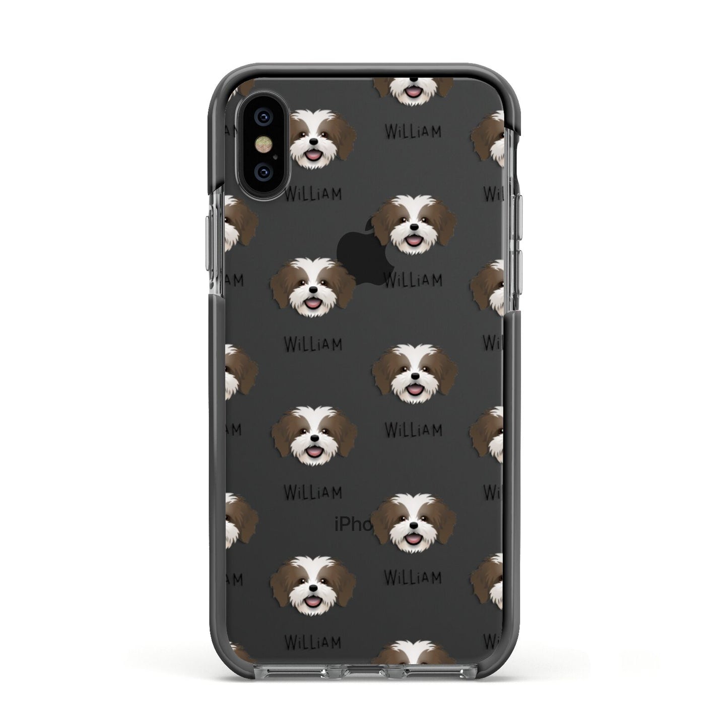 Cava Tzu Icon with Name Apple iPhone Xs Impact Case Black Edge on Black Phone