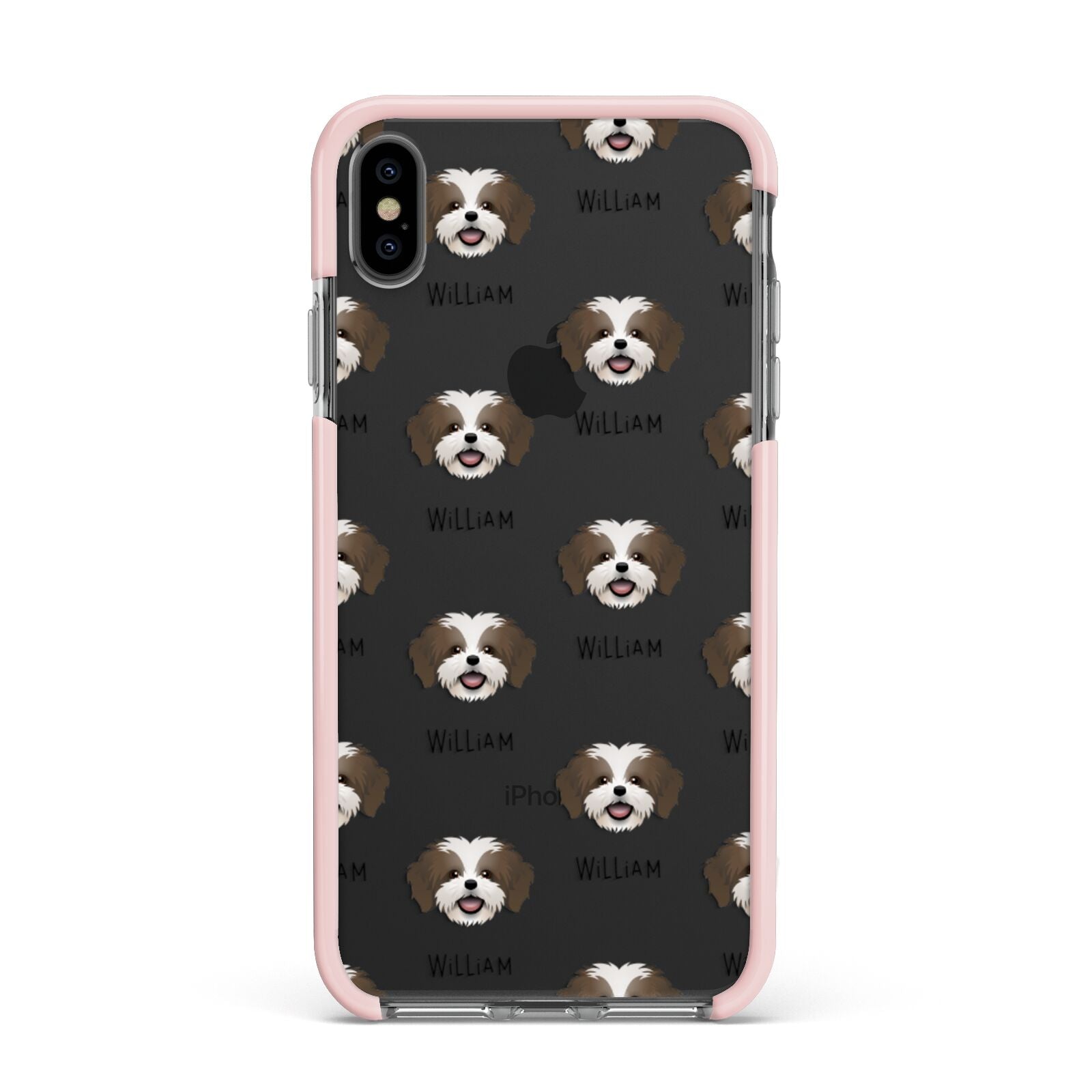 Cava Tzu Icon with Name Apple iPhone Xs Max Impact Case Pink Edge on Black Phone