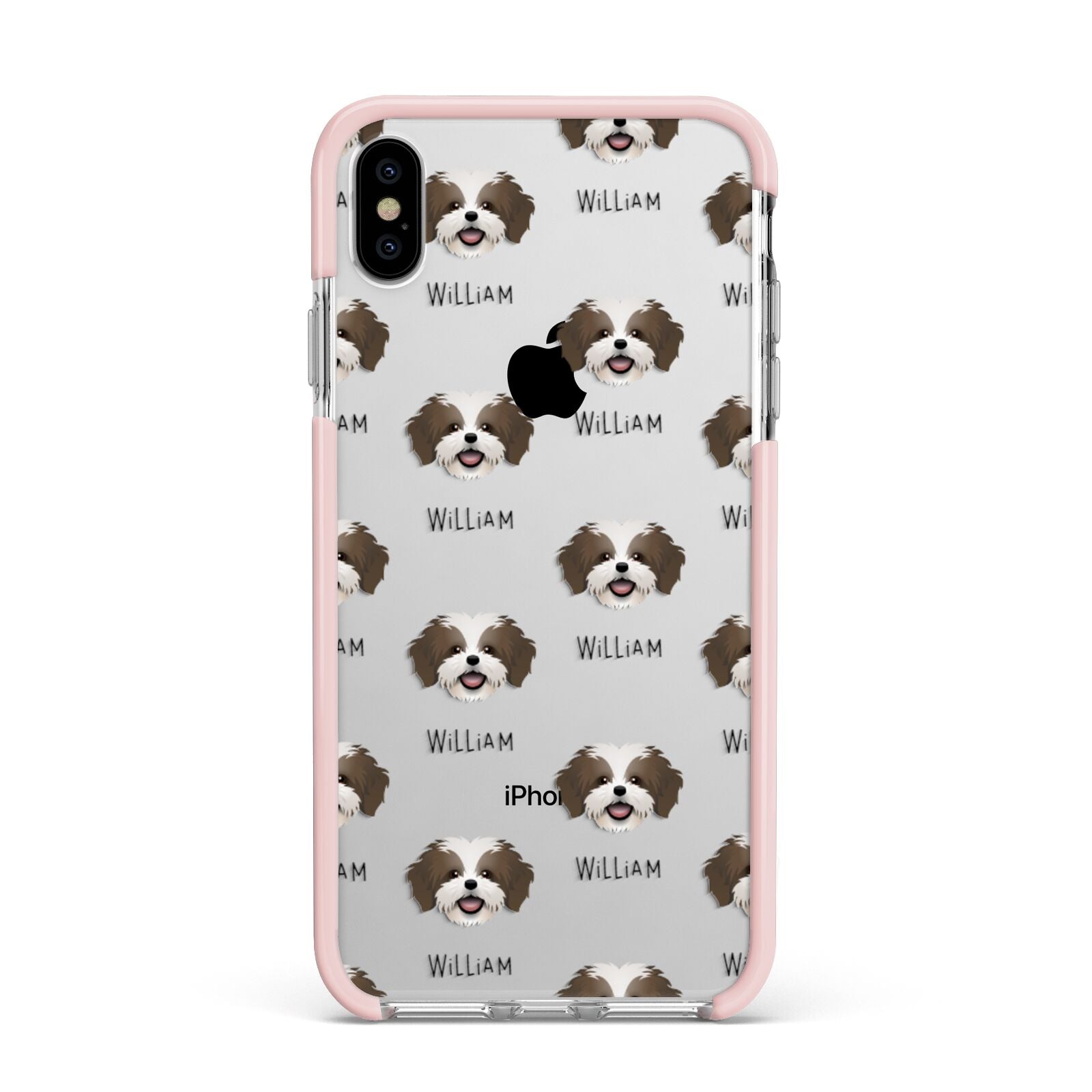 Cava Tzu Icon with Name Apple iPhone Xs Max Impact Case Pink Edge on Silver Phone