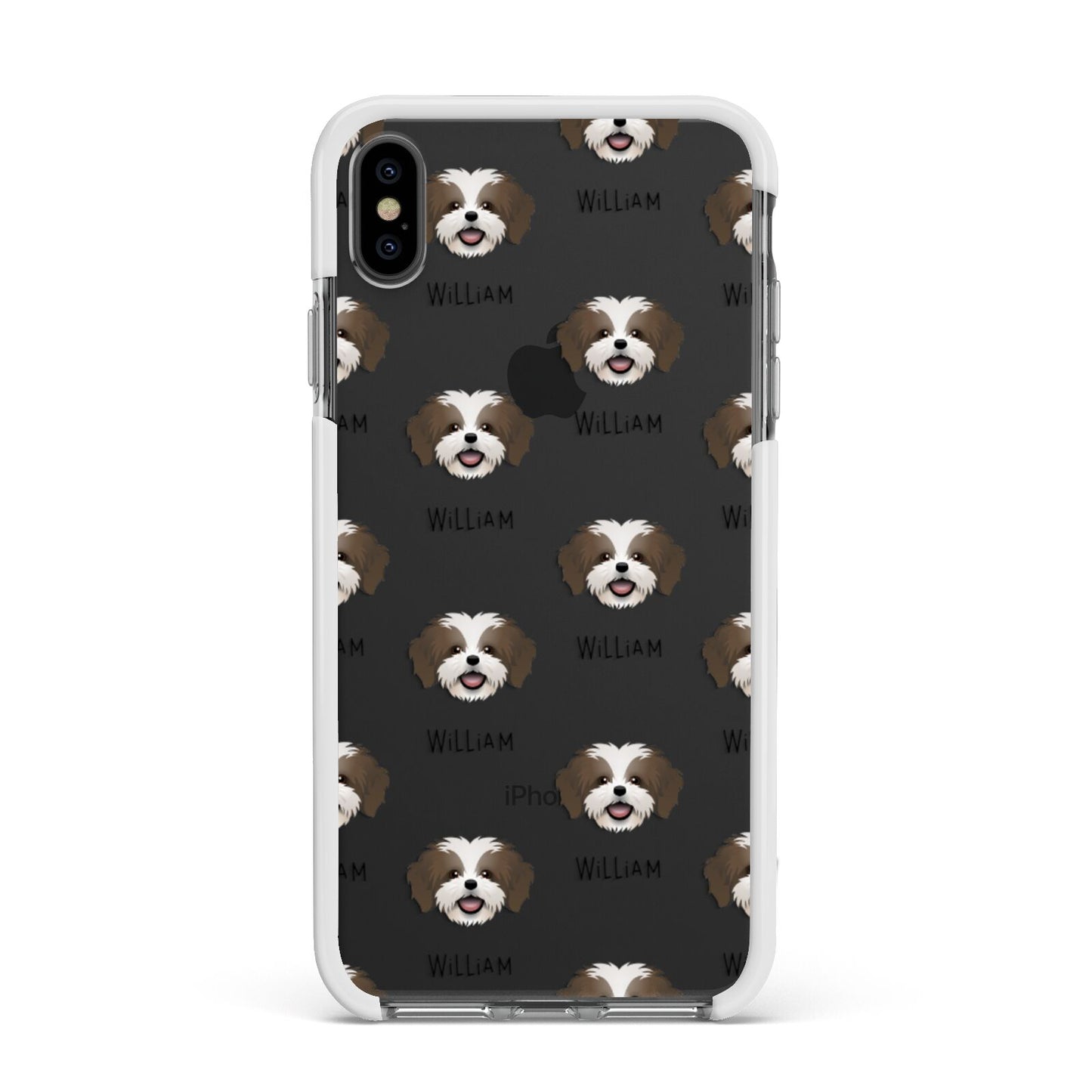 Cava Tzu Icon with Name Apple iPhone Xs Max Impact Case White Edge on Black Phone