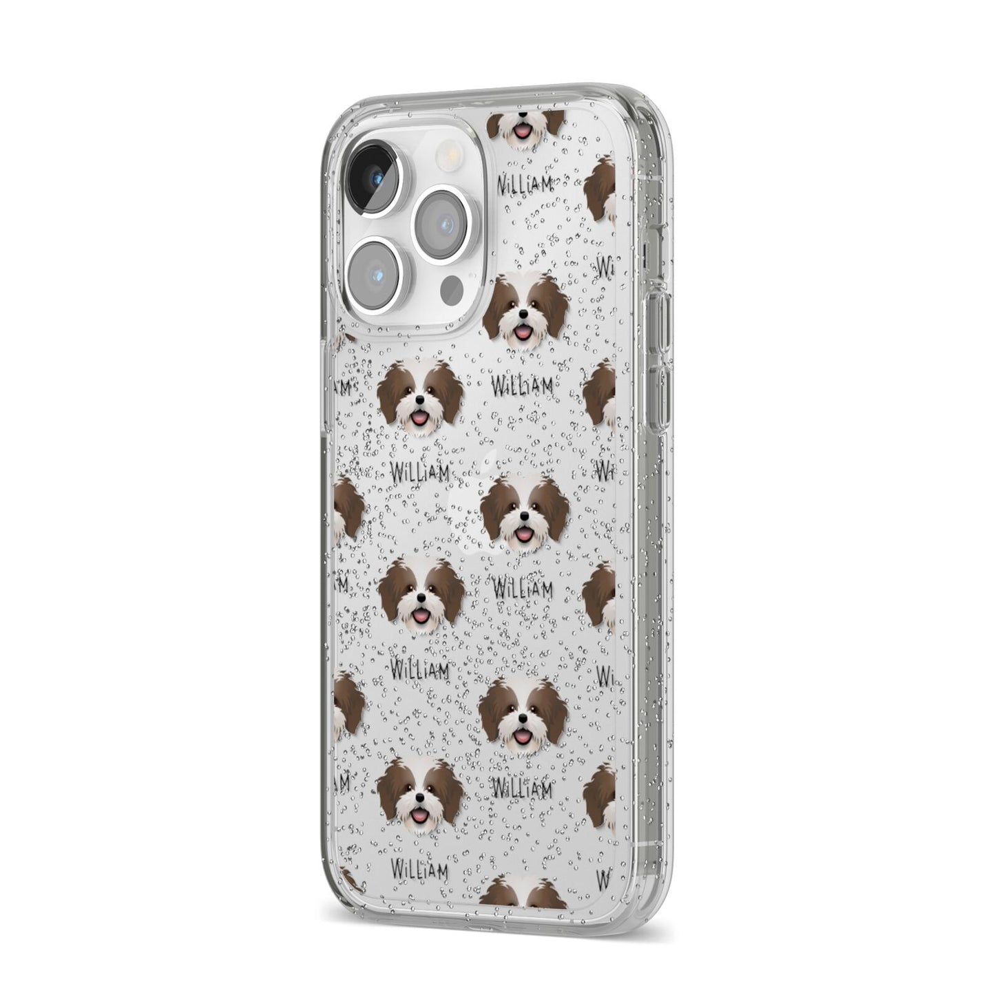 Cava Tzu Icon with Name iPhone 14 Pro Max Glitter Tough Case Silver Angled Image