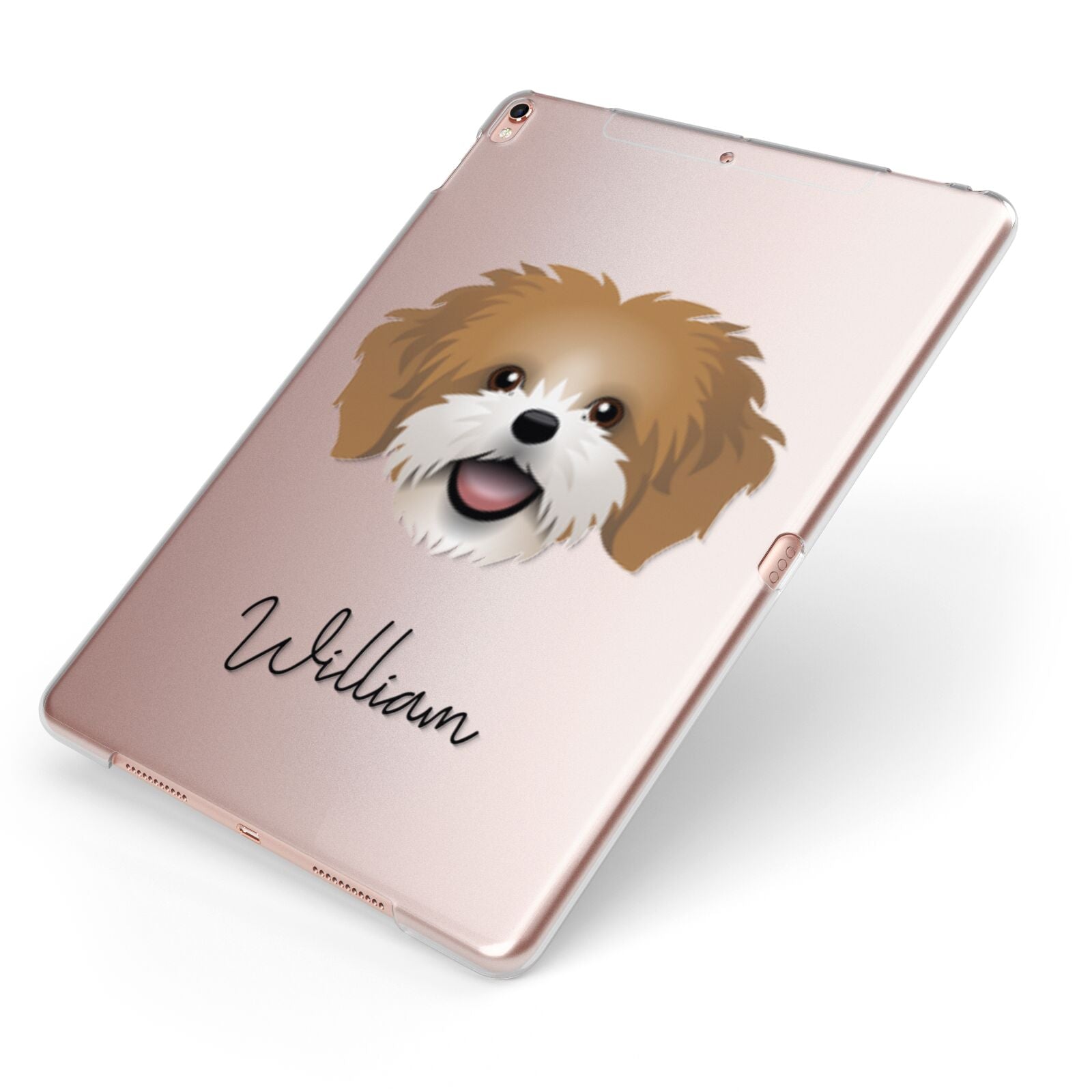 Cava Tzu Personalised Apple iPad Case on Rose Gold iPad Side View