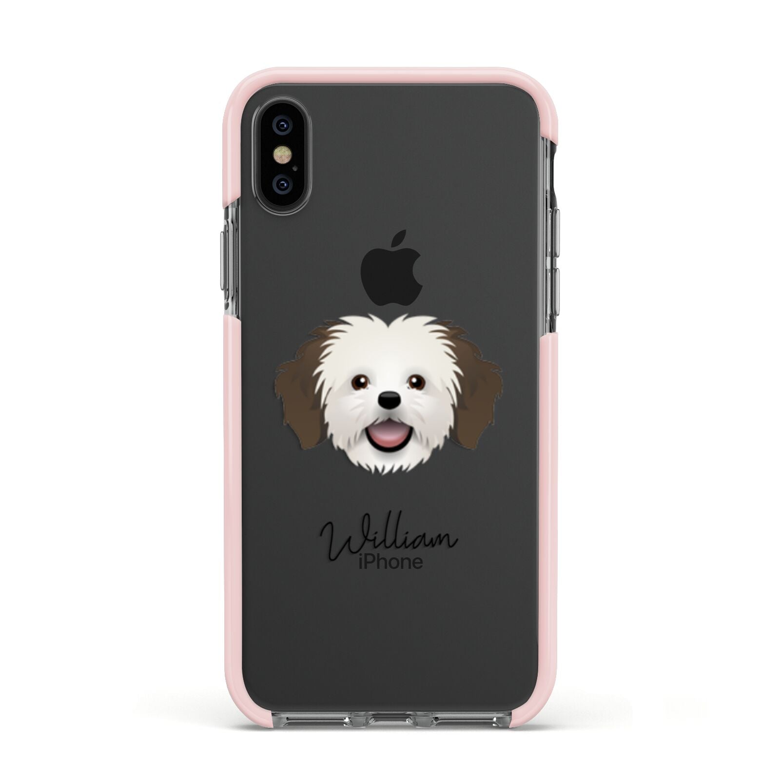 Cava Tzu Personalised Apple iPhone Xs Impact Case Pink Edge on Black Phone