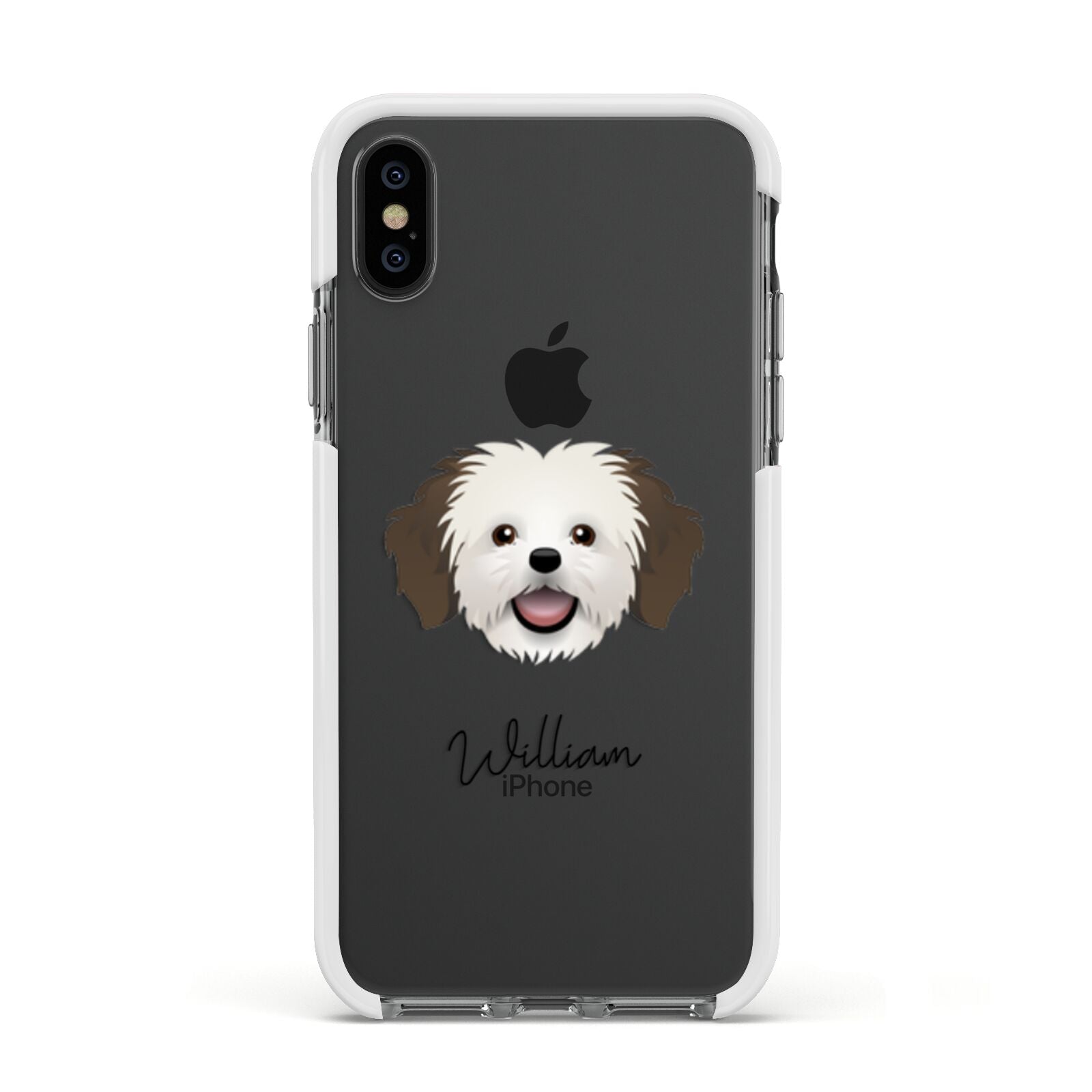 Cava Tzu Personalised Apple iPhone Xs Impact Case White Edge on Black Phone