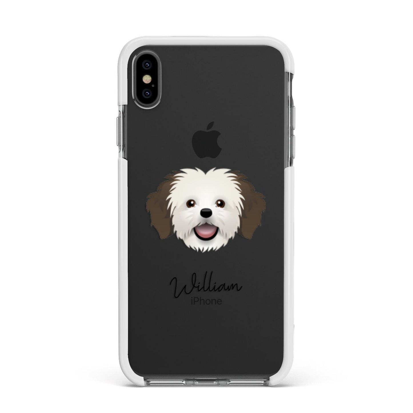 Cava Tzu Personalised Apple iPhone Xs Max Impact Case White Edge on Black Phone