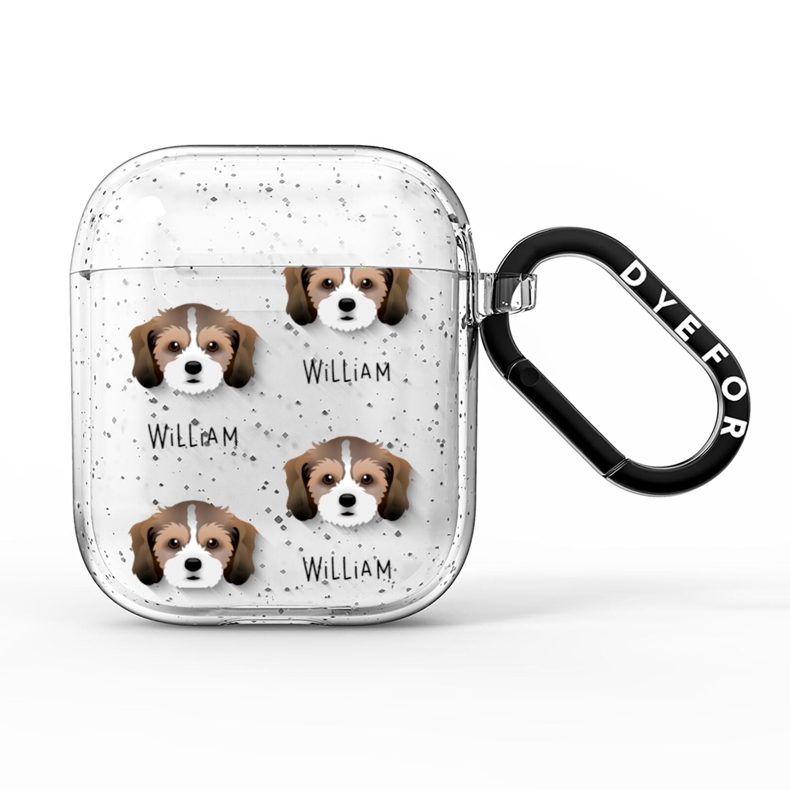 Cavachon Icon with Name AirPods Glitter Case