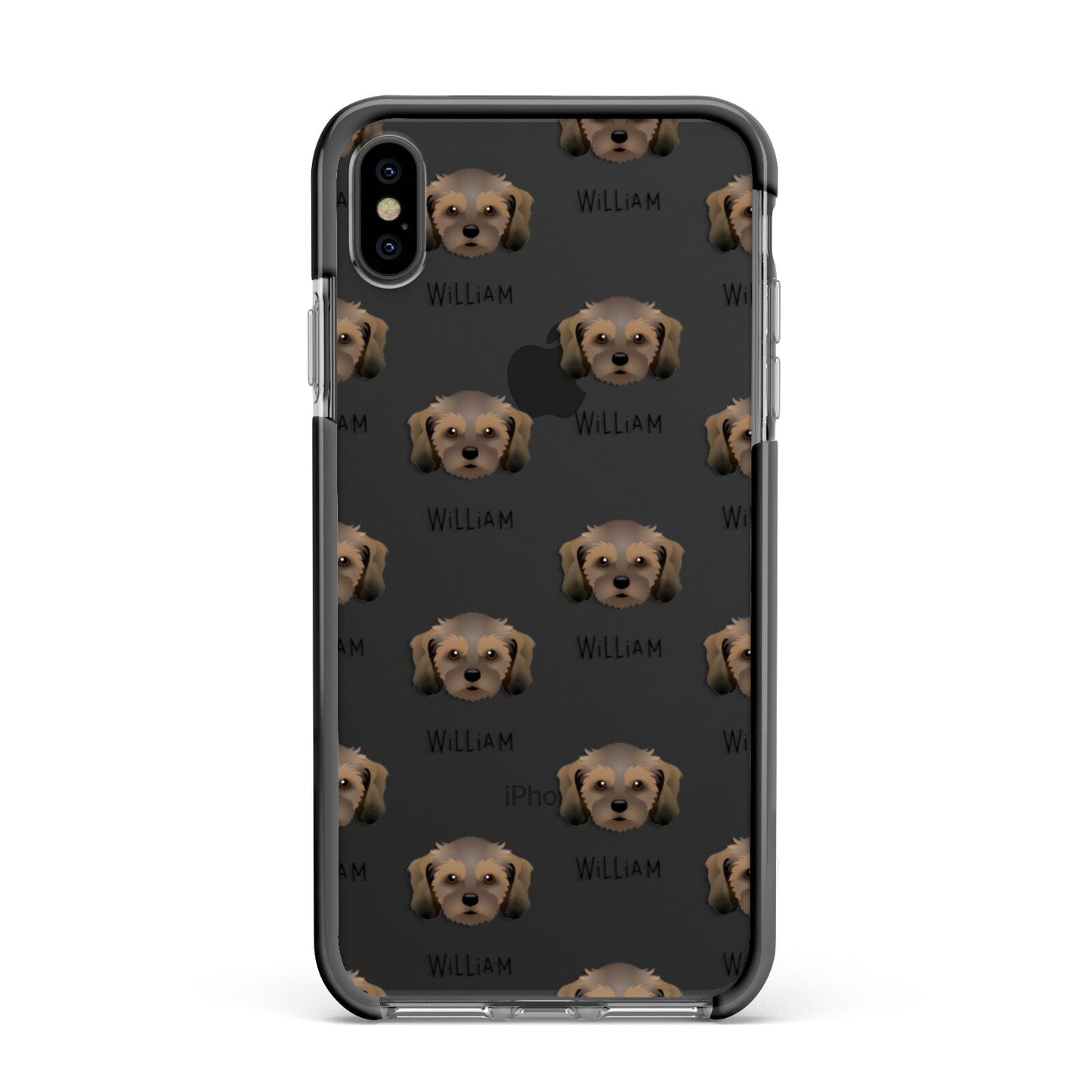 Cavachon Icon with Name Apple iPhone Xs Max Impact Case Black Edge on Black Phone