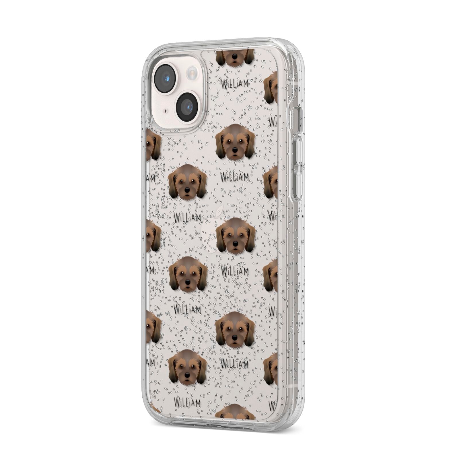 Cavachon Icon with Name iPhone 14 Plus Glitter Tough Case Starlight Angled Image