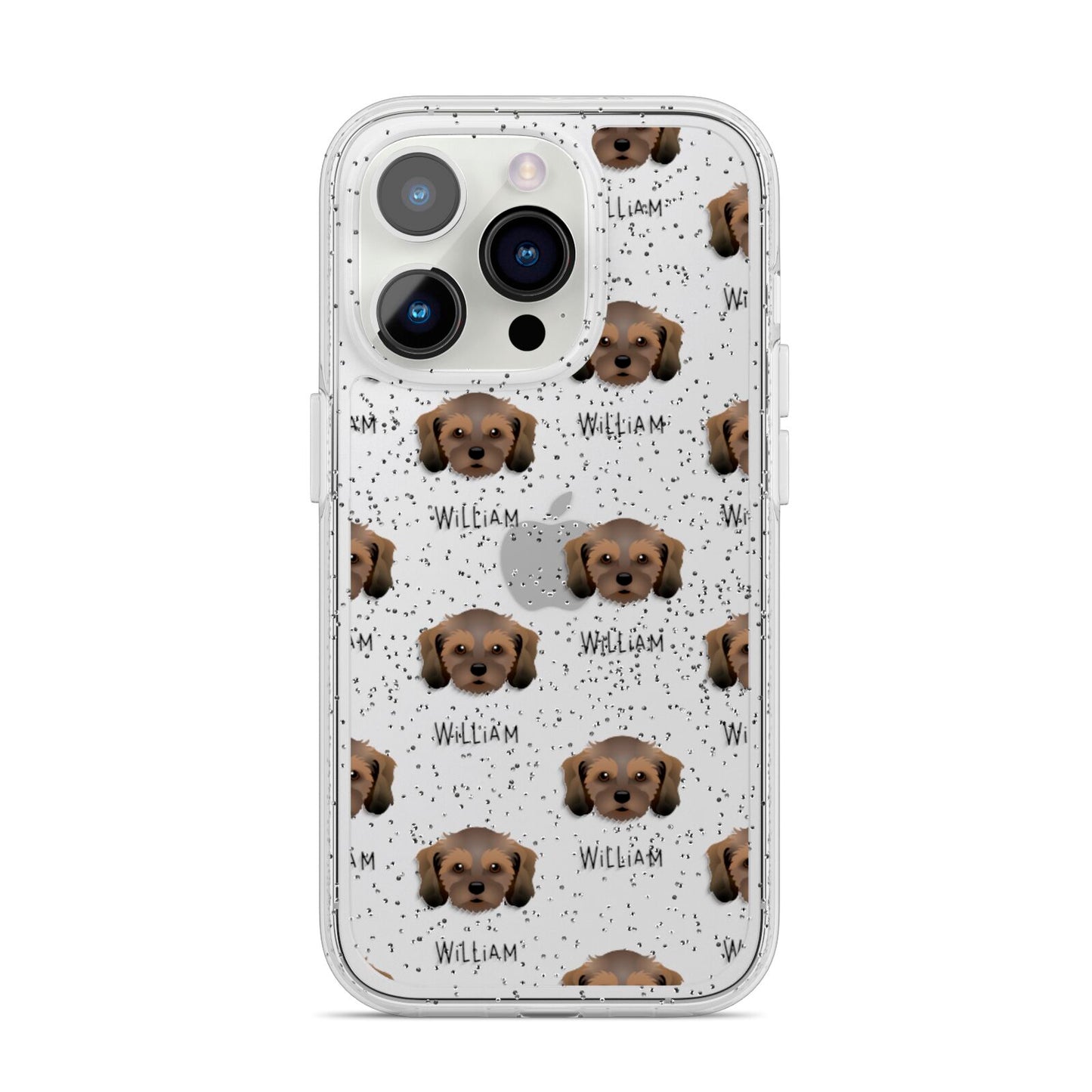 Cavachon Icon with Name iPhone 14 Pro Glitter Tough Case Silver