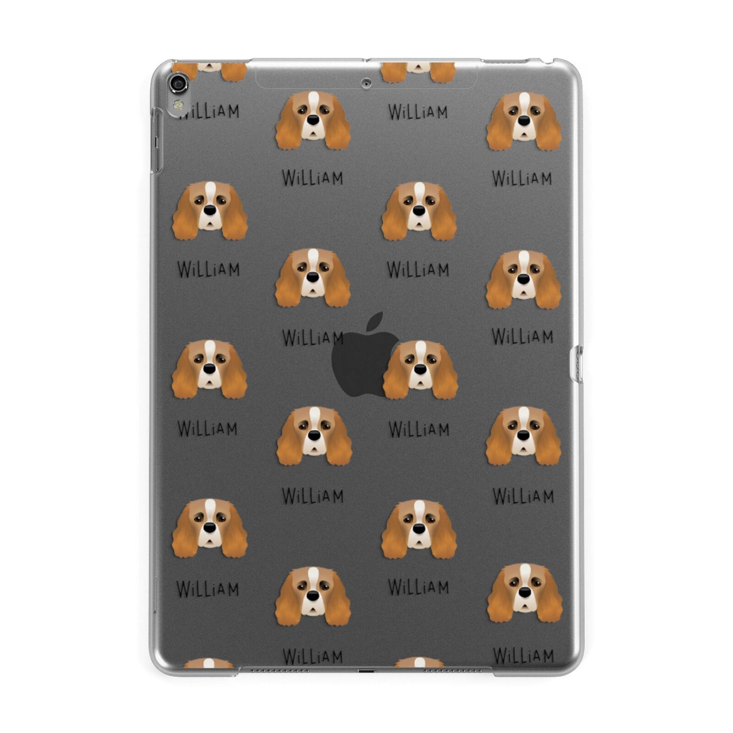 Cavalier King Charles Spaniel Icon with Name Apple iPad Grey Case