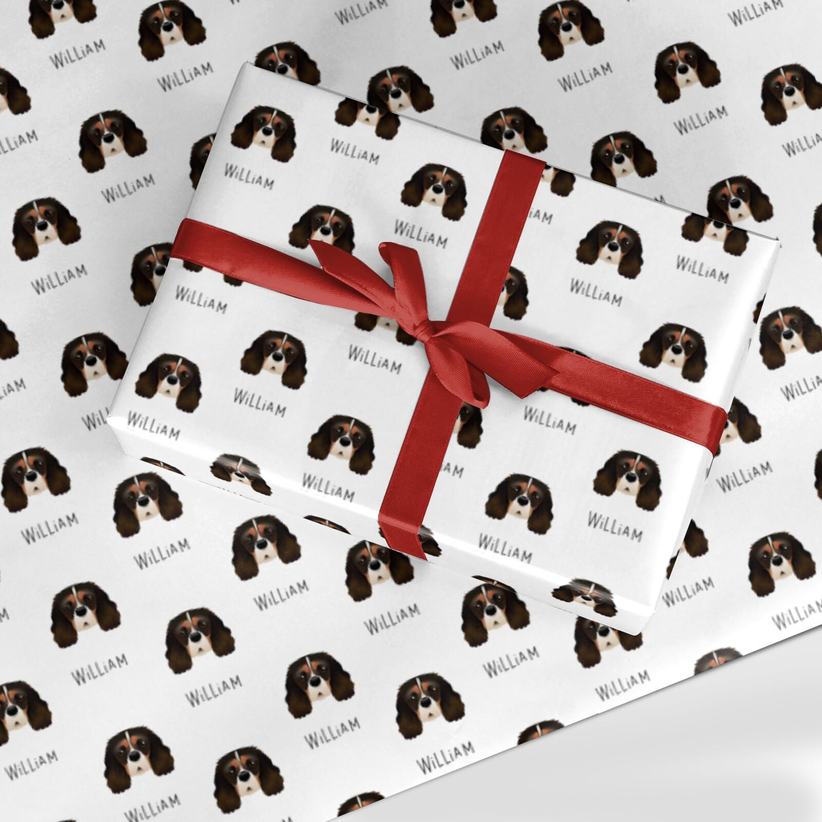 Cavalier King Charles Spaniel Icon with Name Custom Wrapping Paper