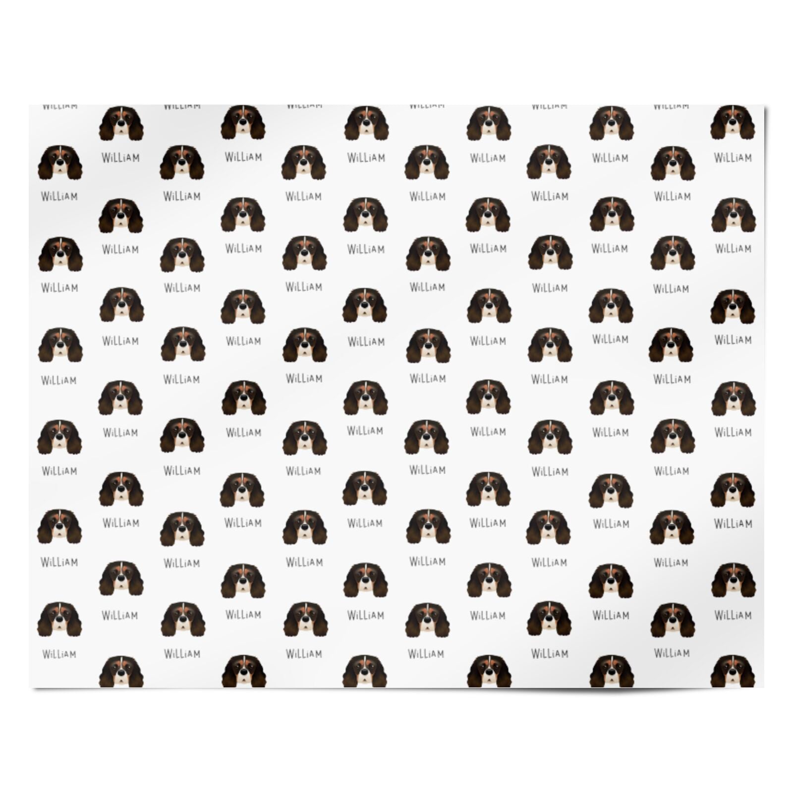 Cavalier King Charles Spaniel Icon with Name Personalised Wrapping Paper Alternative