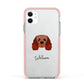 Cavalier King Charles Spaniel Personalised Apple iPhone 11 in White with Pink Impact Case