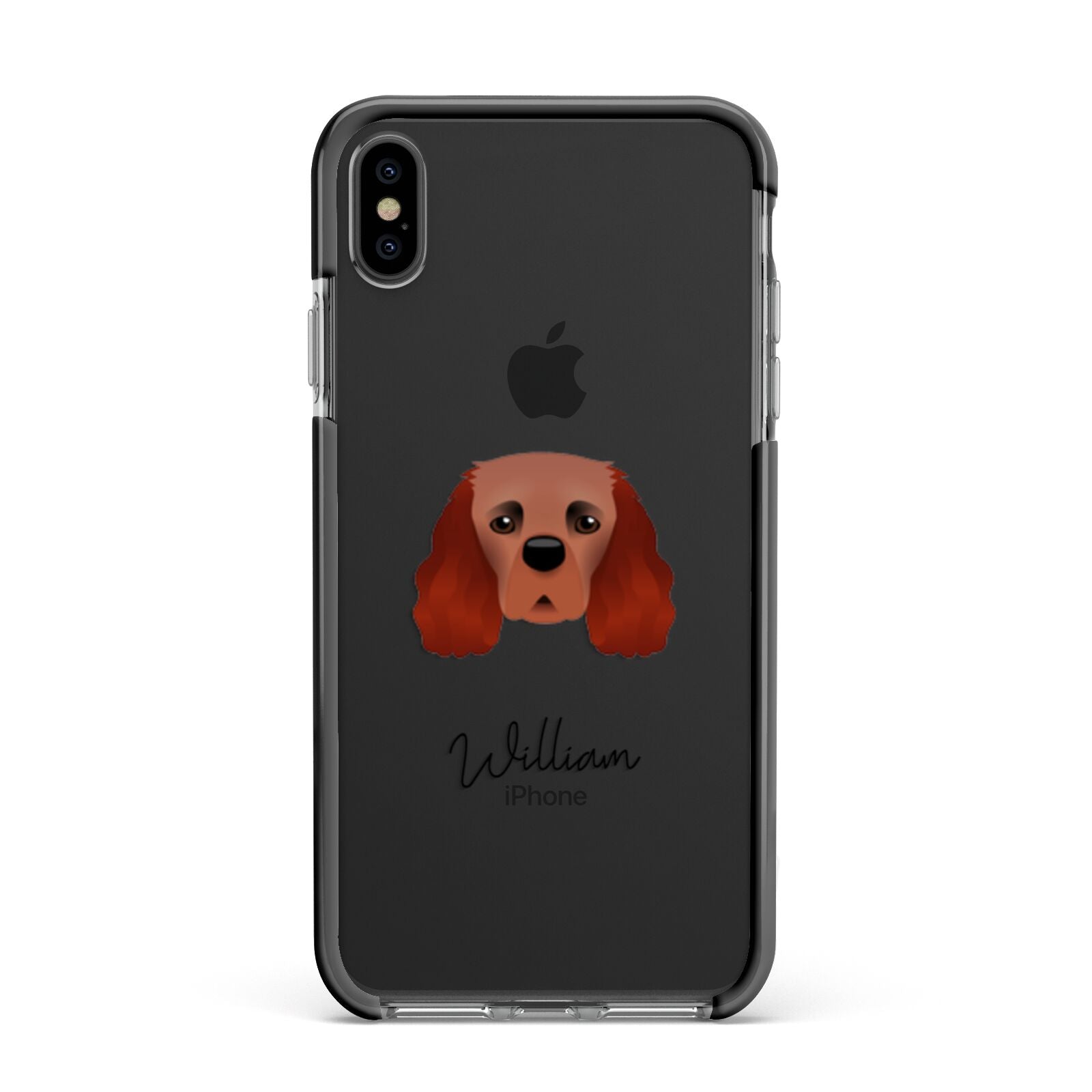 Cavalier King Charles Spaniel Personalised Apple iPhone Xs Max Impact Case Black Edge on Black Phone