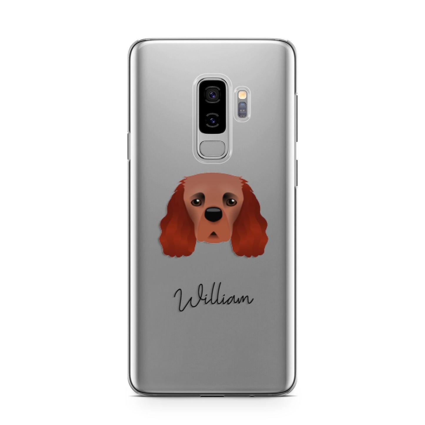 Cavalier King Charles Spaniel Personalised Samsung Galaxy S9 Plus Case on Silver phone