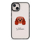 Cavalier King Charles Spaniel Personalised iPhone 14 Plus Black Impact Case on Silver phone