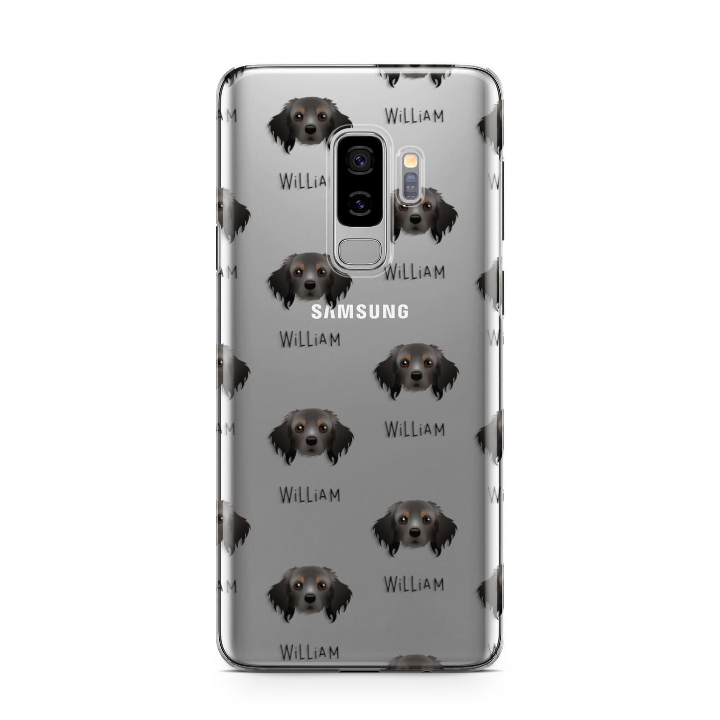 Cavapom Icon with Name Samsung Galaxy S9 Plus Case on Silver phone