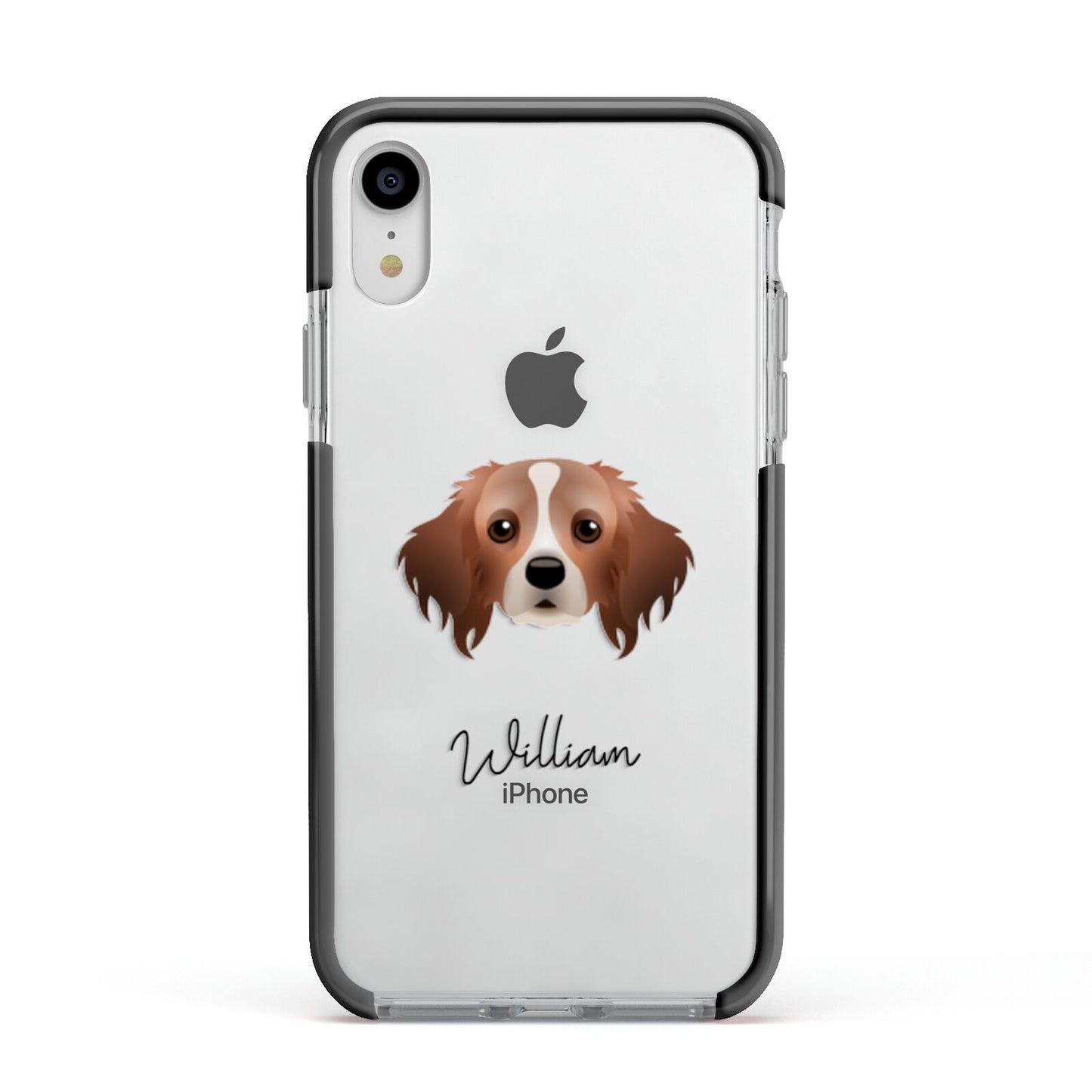 Cavapom Personalised Apple iPhone XR Impact Case Black Edge on Silver Phone