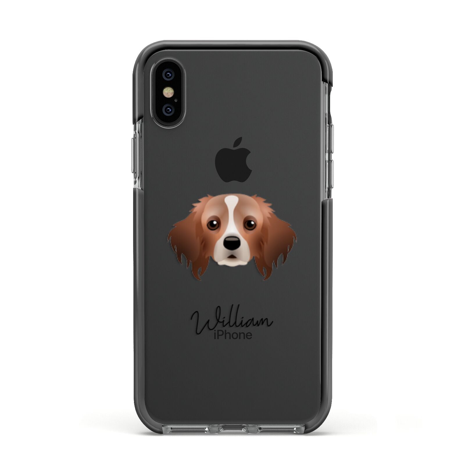 Cavapom Personalised Apple iPhone Xs Impact Case Black Edge on Black Phone