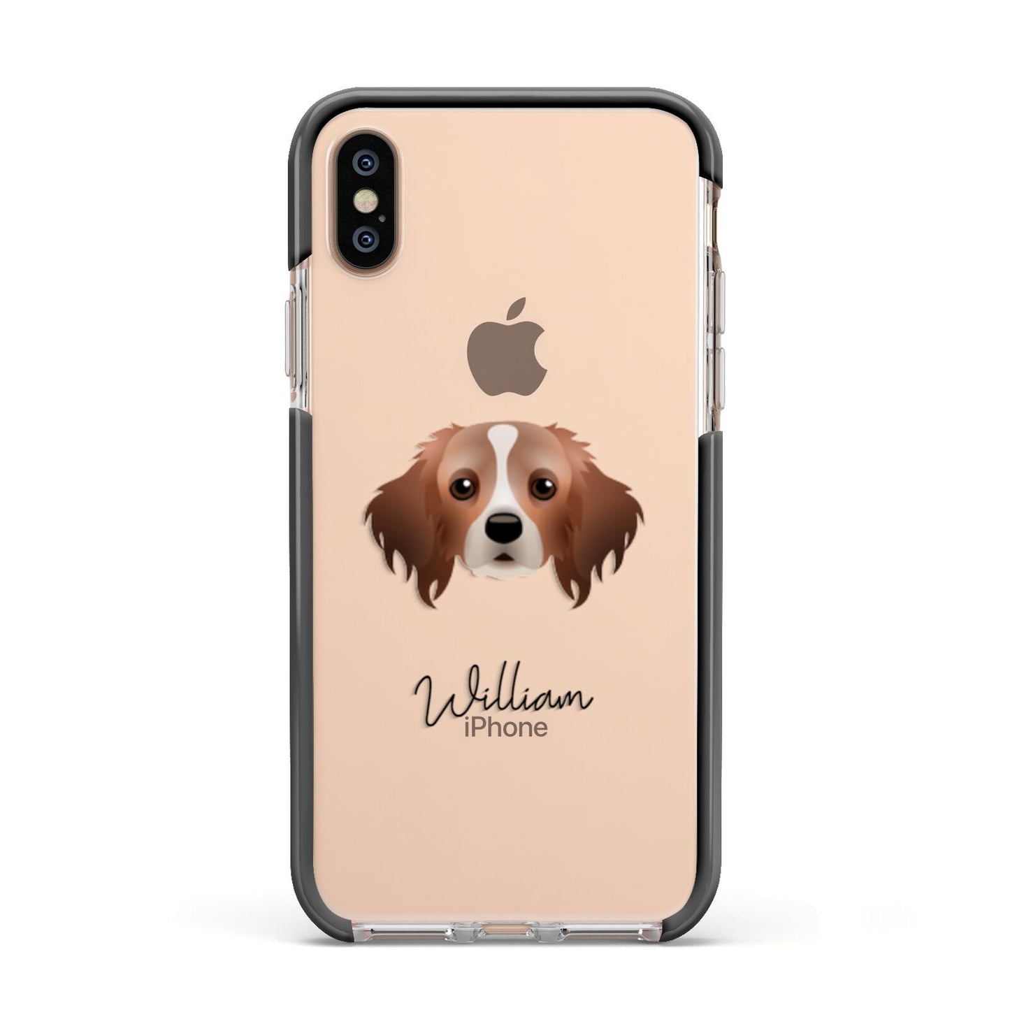 Cavapom Personalised Apple iPhone Xs Impact Case Black Edge on Gold Phone