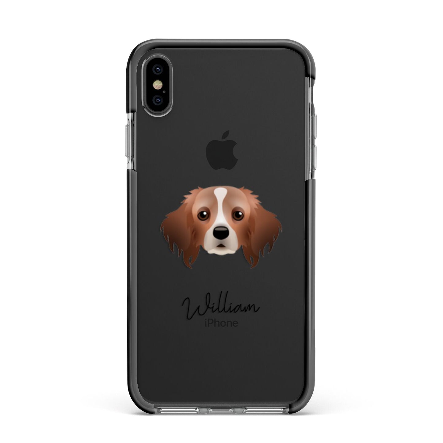 Cavapom Personalised Apple iPhone Xs Max Impact Case Black Edge on Black Phone