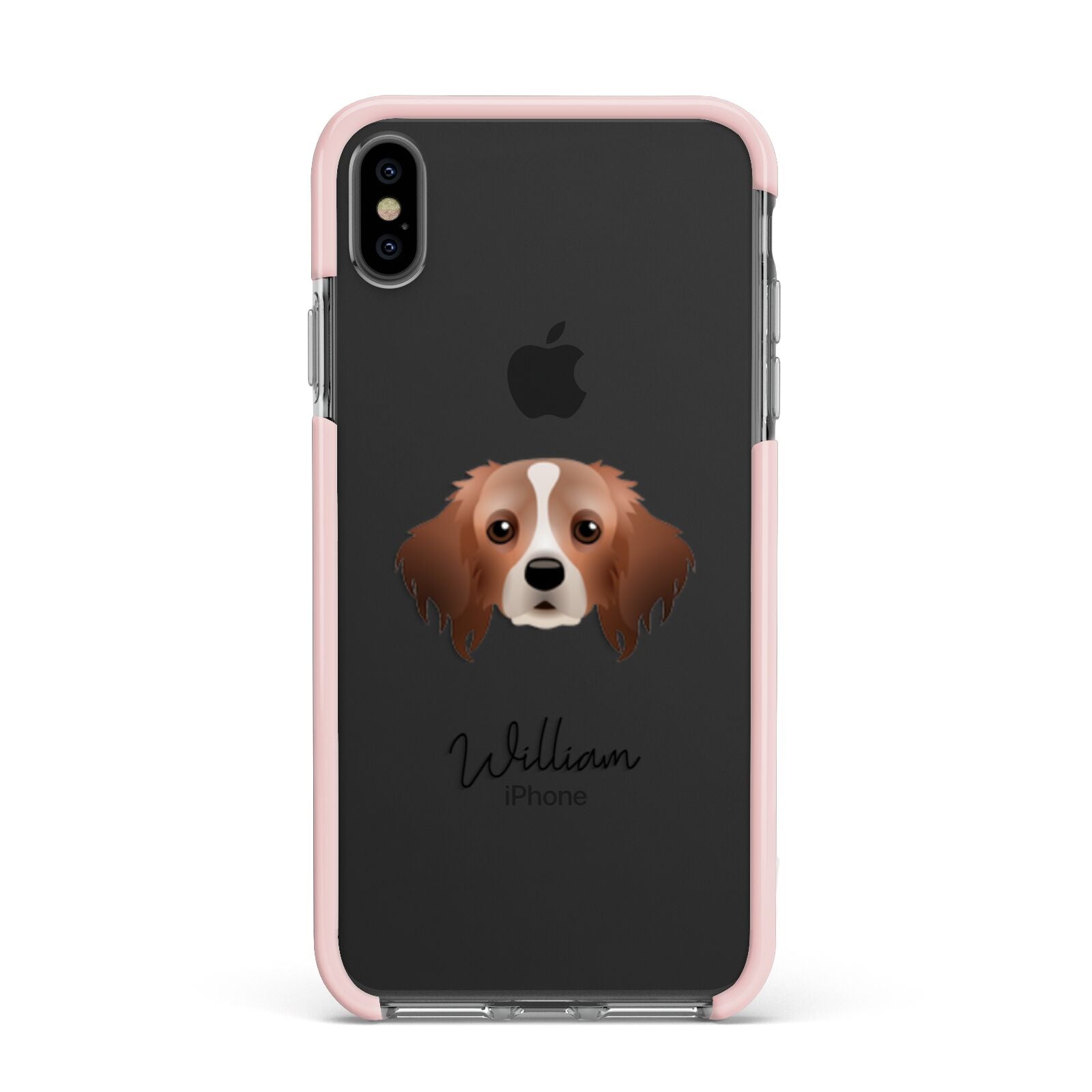 Cavapom Personalised Apple iPhone Xs Max Impact Case Pink Edge on Black Phone